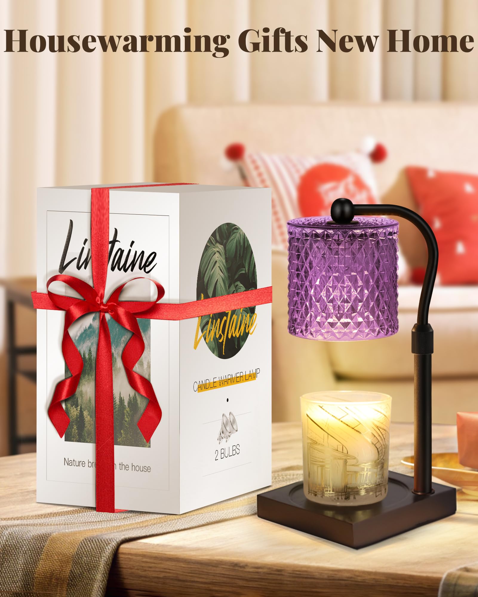 Linstaine Candle Warmer Lamp with Timer Dimmer Adjustable Height, White Elephant Gifts for Women, House Warming New Home Decor G