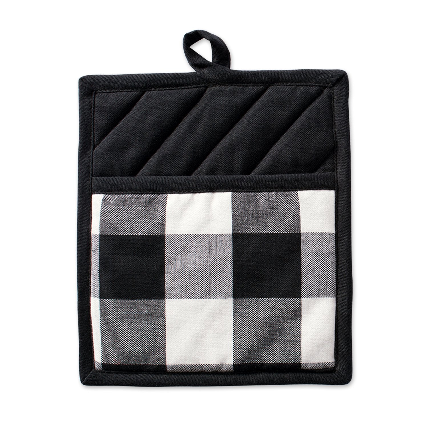 Dii Buffalo Check Kitchen Collection, Classic Farmhouse Kitchen Set, Potholder, Black & White, 2 Piece