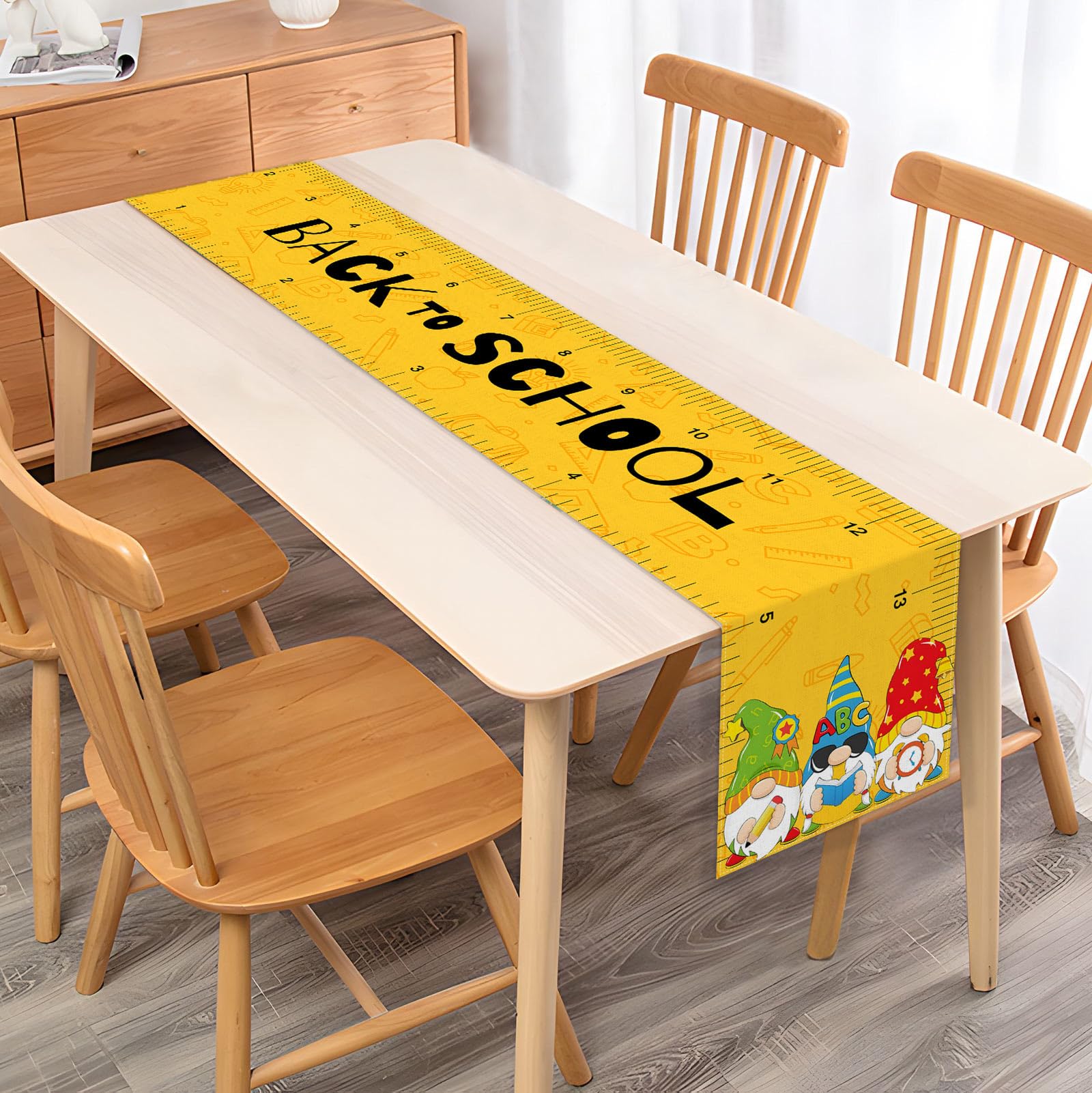 Vohado Back To School Gnomes Table Runner Students Kids First Day Of School Party Decoration Classroom Home Kitchen Island Decor