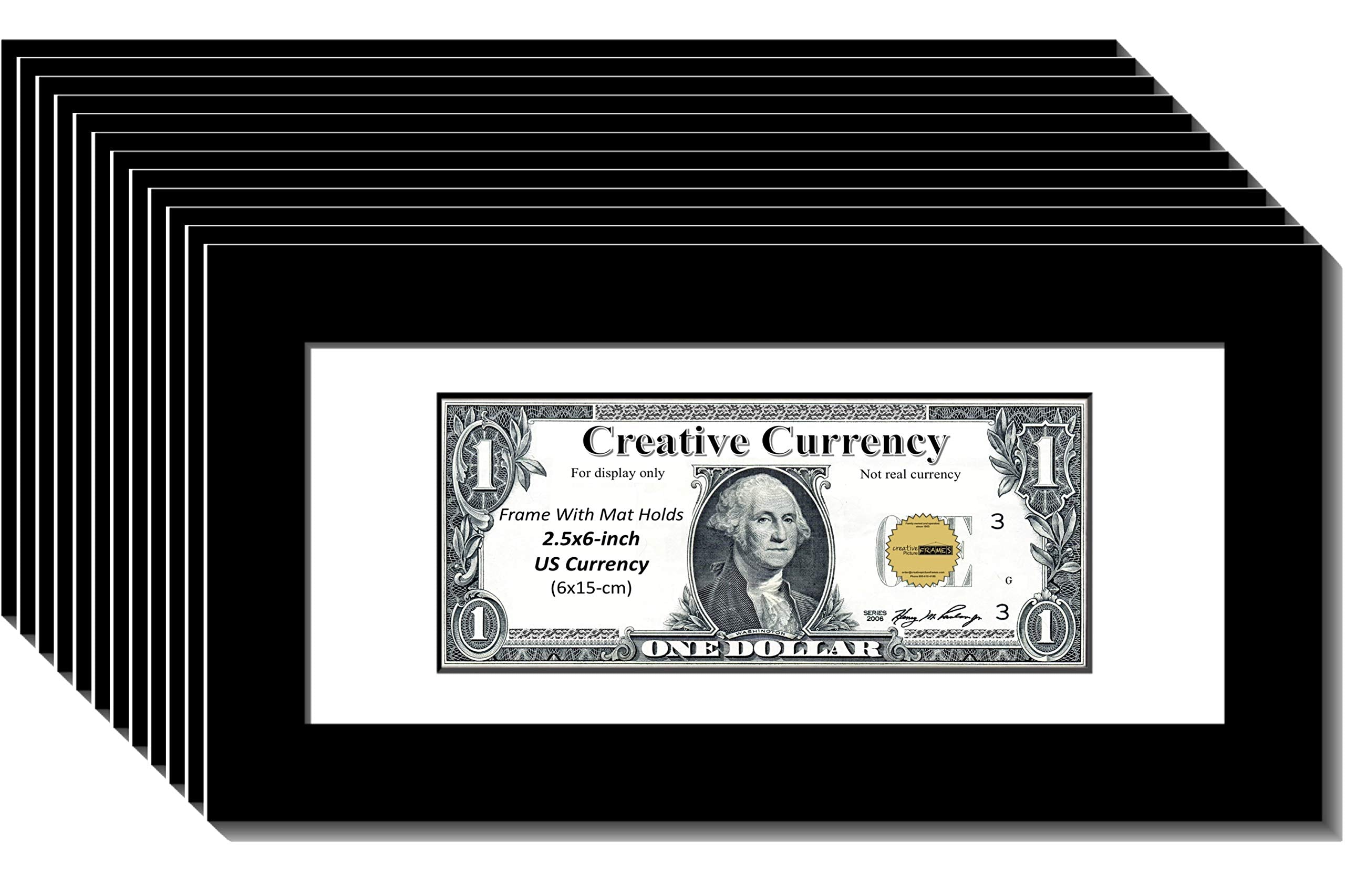CreativePF [12pk$4x9bk-w] Black First Dollar Frame with White Matting, Easel Stand and Wall Hanger Included (12- Pack)