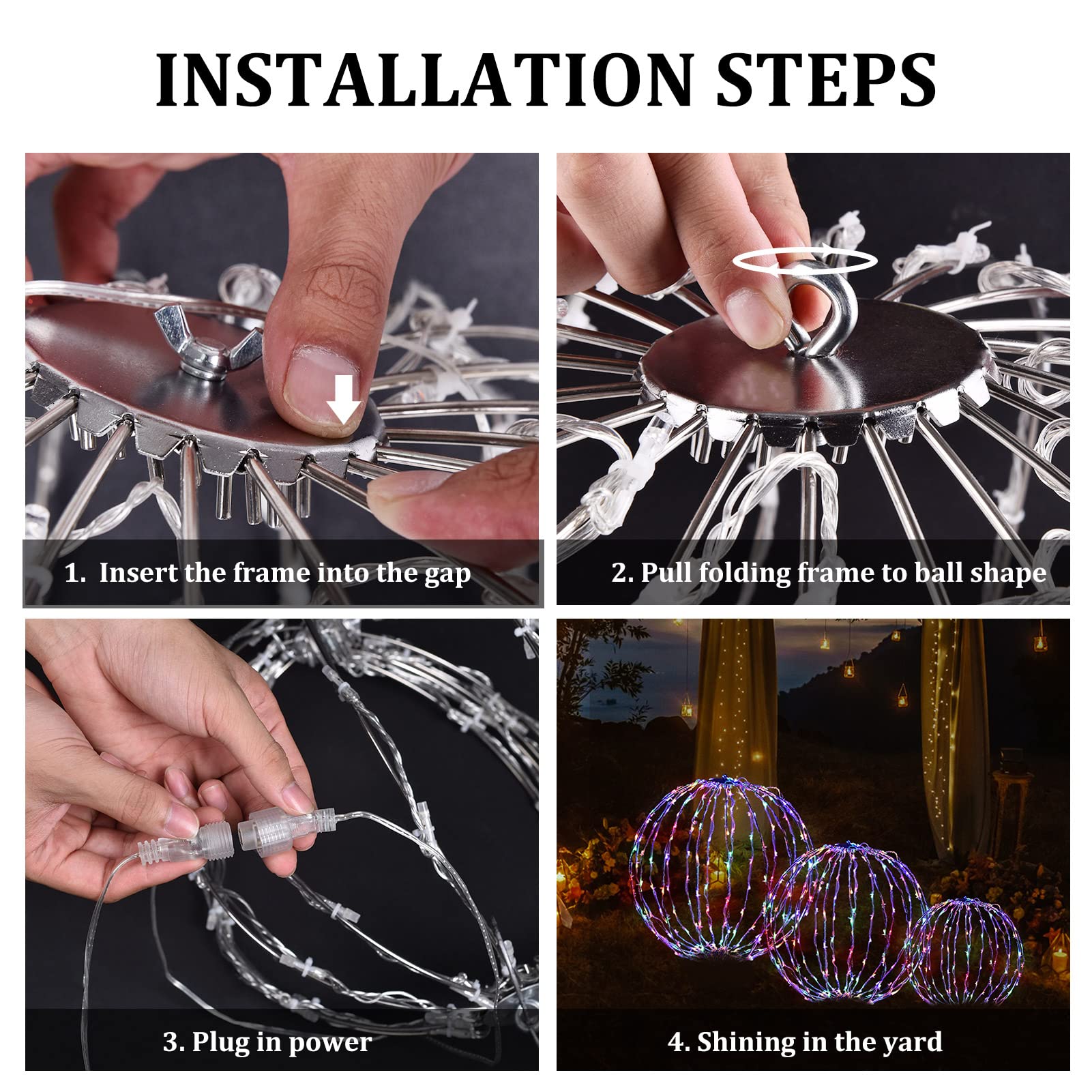 3 Pack Christmas LED Light Ball, Large 25 Inch Collapsible Lighted Balls Christmas Decoration Indoor/Outdoor Hanging for Party,