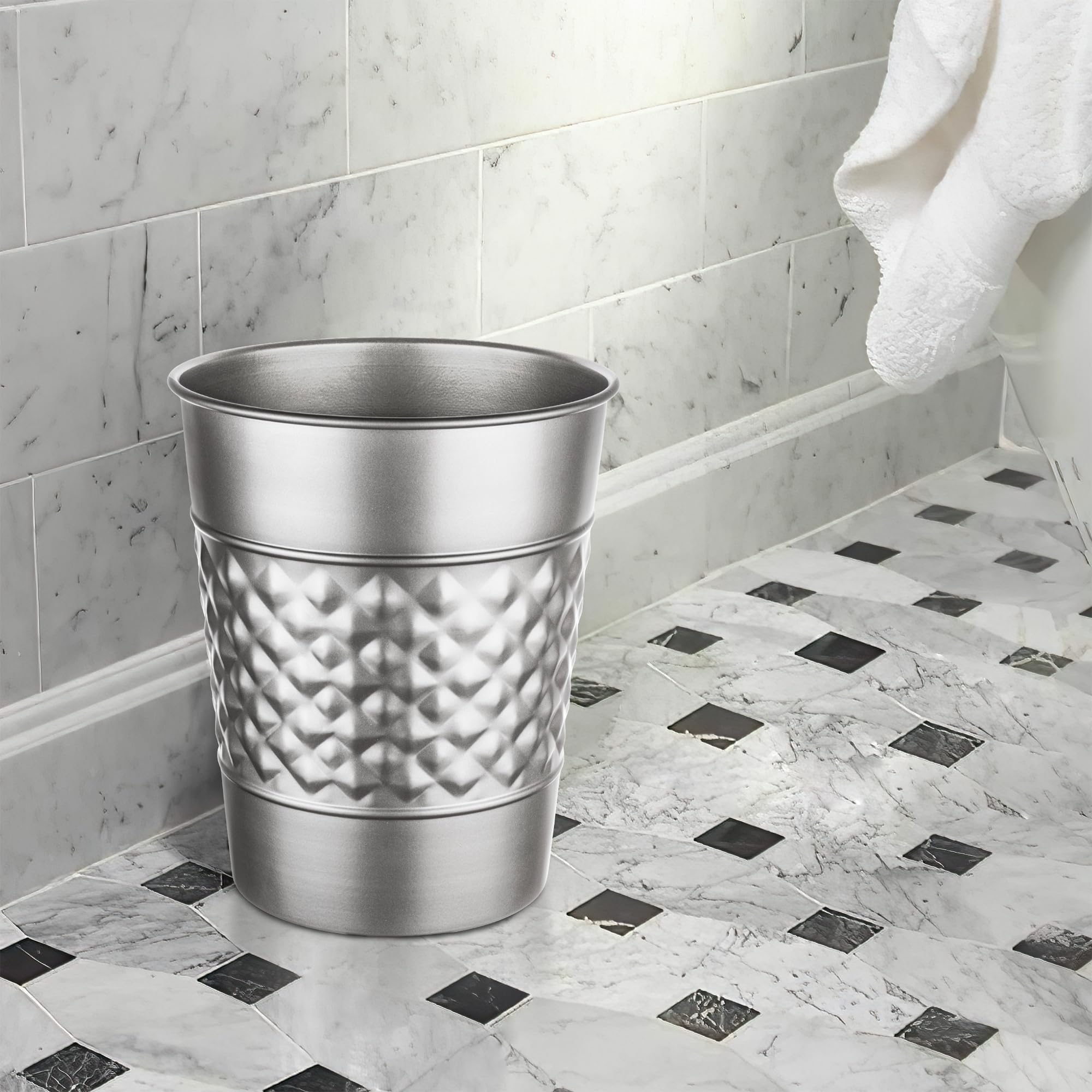 Monarch Abode Handcrafted Metal Wastebasket Trash Can For Home Office Bedroom, Decorative Wastebasket, Modern Bathroom Decor, Du