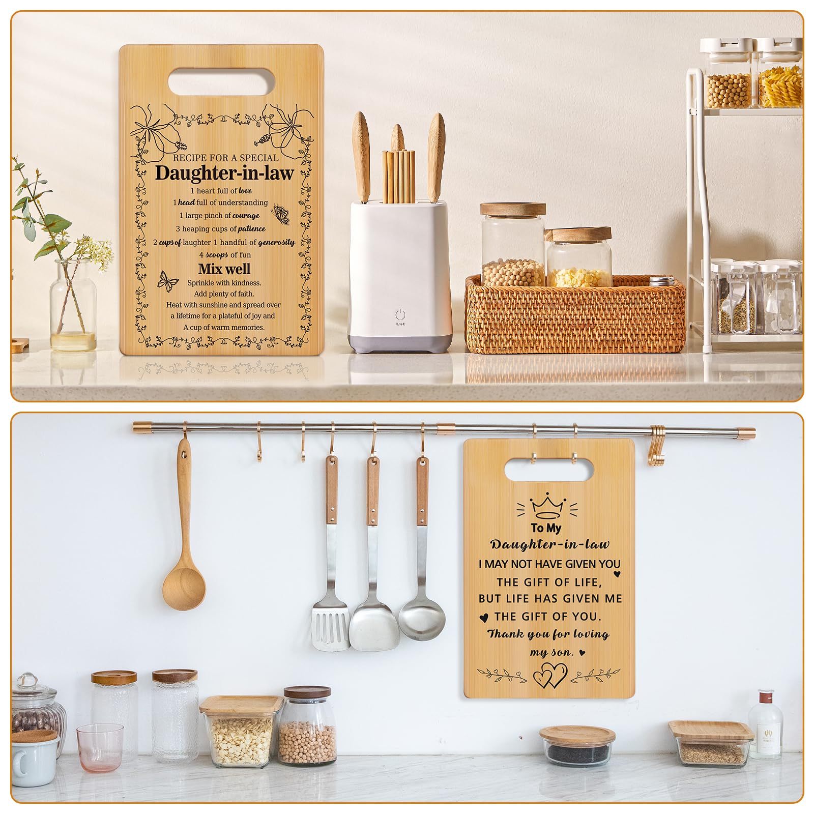 Daughter in Law Gifts,Birthday Gifts for Daughter in Law from Mother in Law,Unique Engraved Cutting Board Decorations Present fo