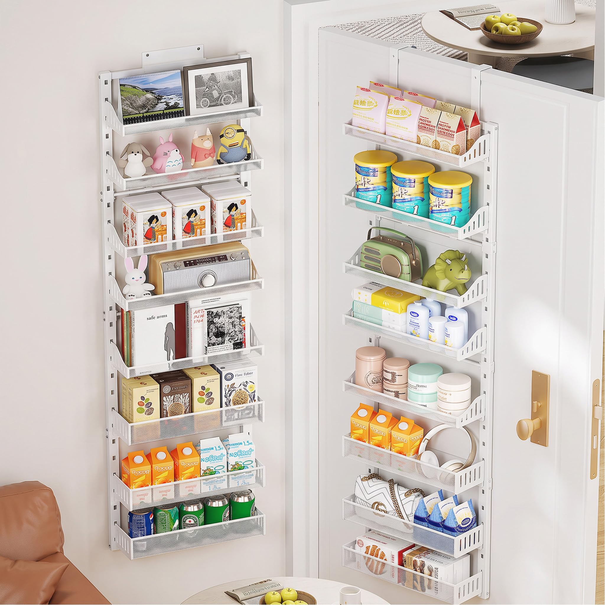 MOONEDGE 8Tier Over the Door Pantry Organizer, Large Metal Spice Rack