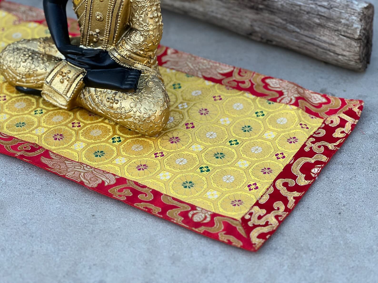 Dharmaobjects Tibetan Silk Brocade Table Runner / Shrine Cover / Altar Cloth / Table Cover (20 X 10 Inches)