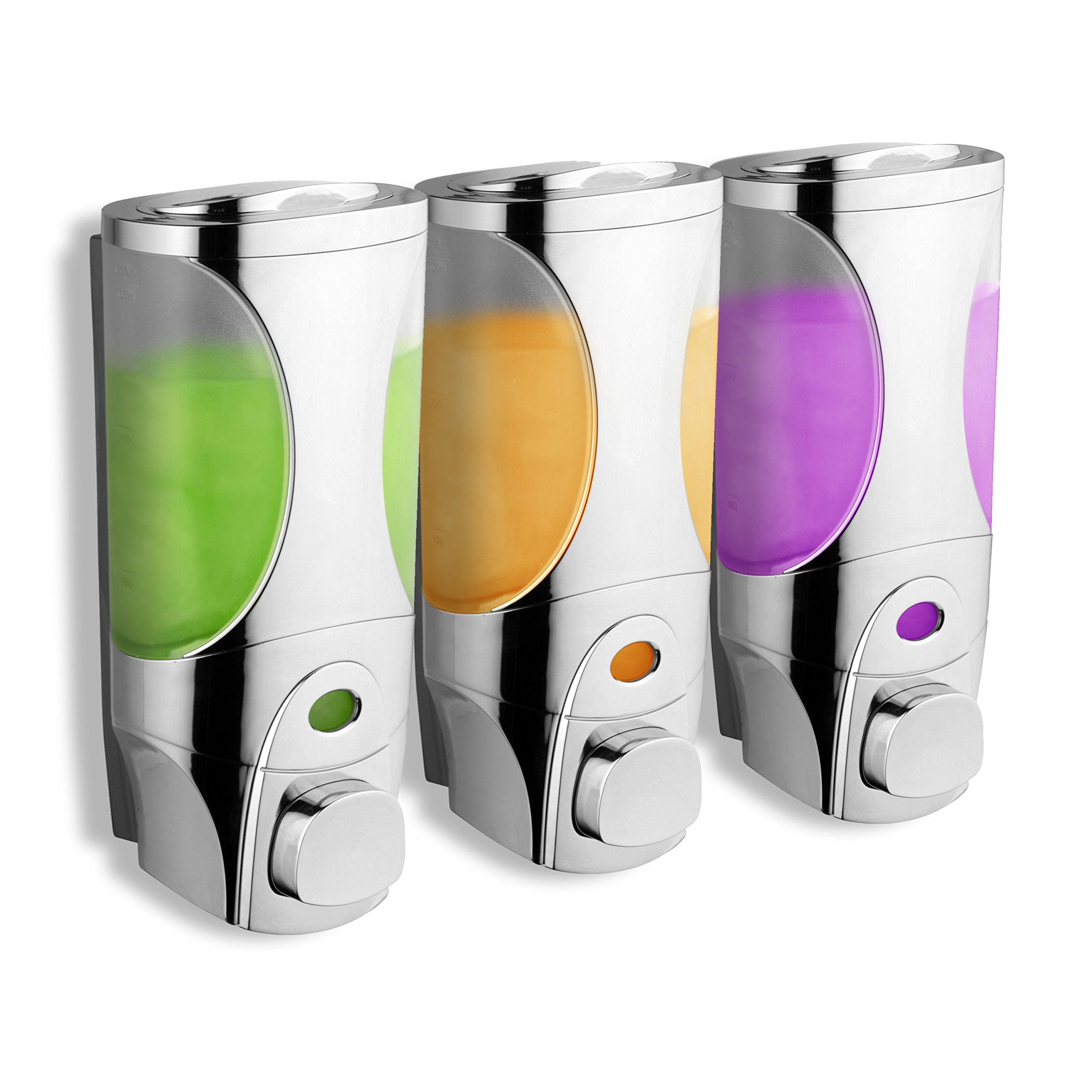 Hotelspa Curves Luxury Soap/Shampoo/Lotion Modular-Design Shower Dispenser System (Pack Of 3)