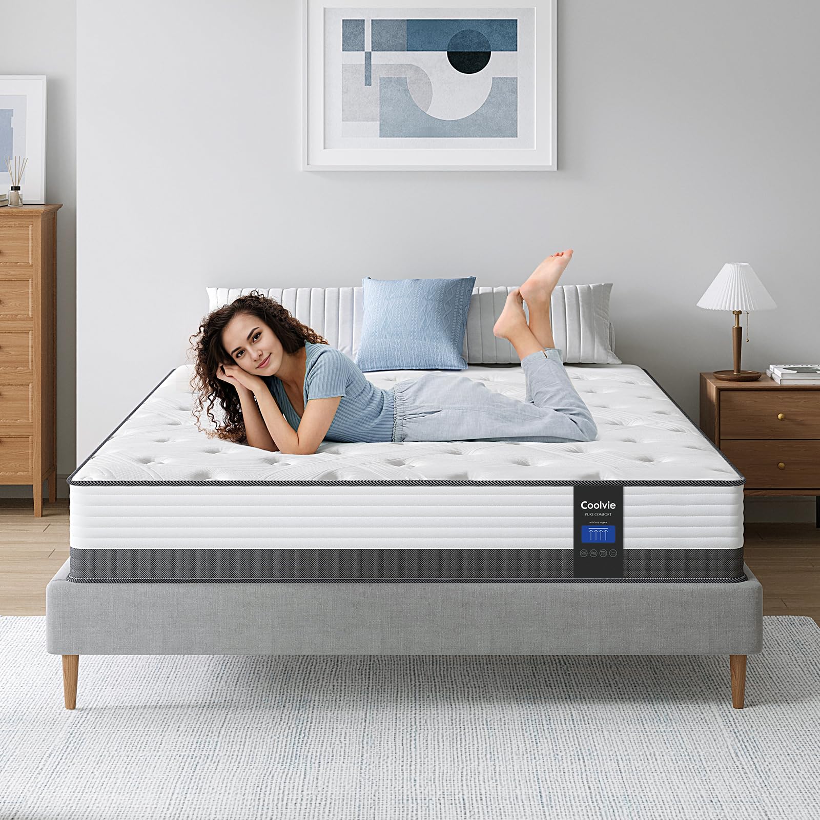 Coolvie Hybrid Queen Mattress 10 Inch - Medium Firm Queen Mattress In A Box, Individual Pocket Springs For Motion Isolation, Zon