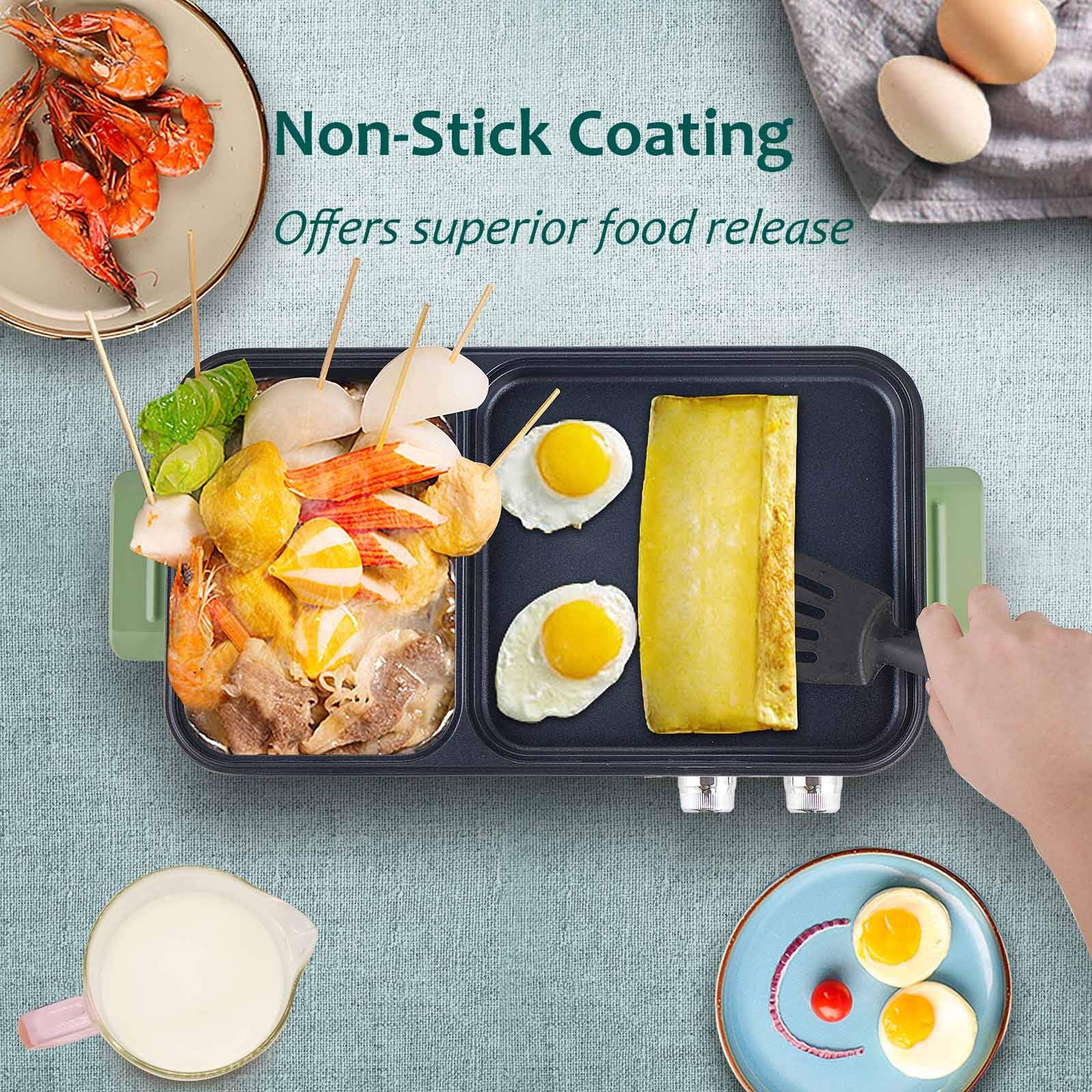 Topwit Hot Pot Electric With Grill, 2 In 1 Indoor Non-Stick Electric Pot And Griddle For Korean Bbq, Steaks, Shabu Shabu And Noo