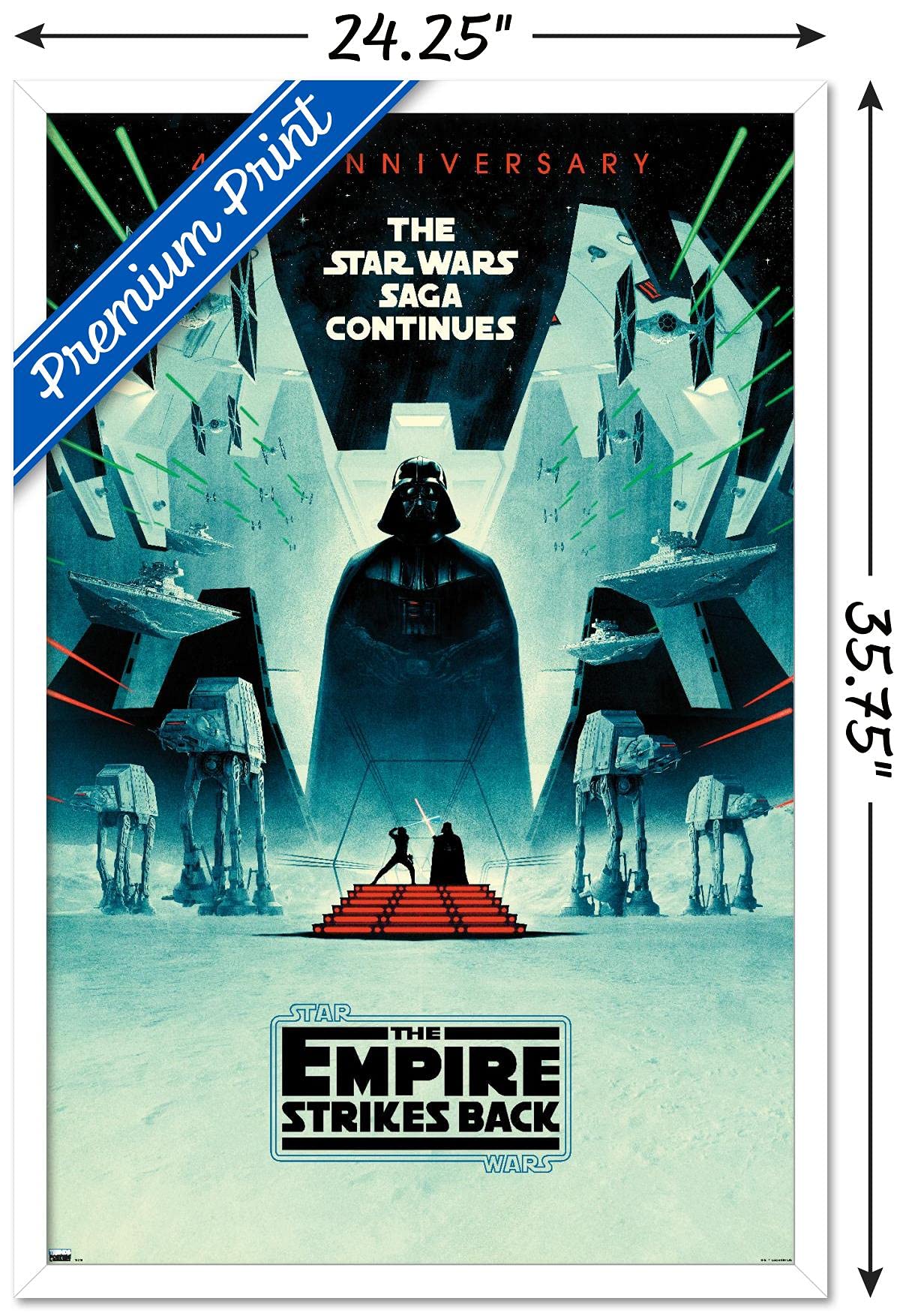 Trends International Star Wars: The Empire Strikes Back - 40Th Anniversary Wall Poster, 22.375'' X 34'', White Framed Version