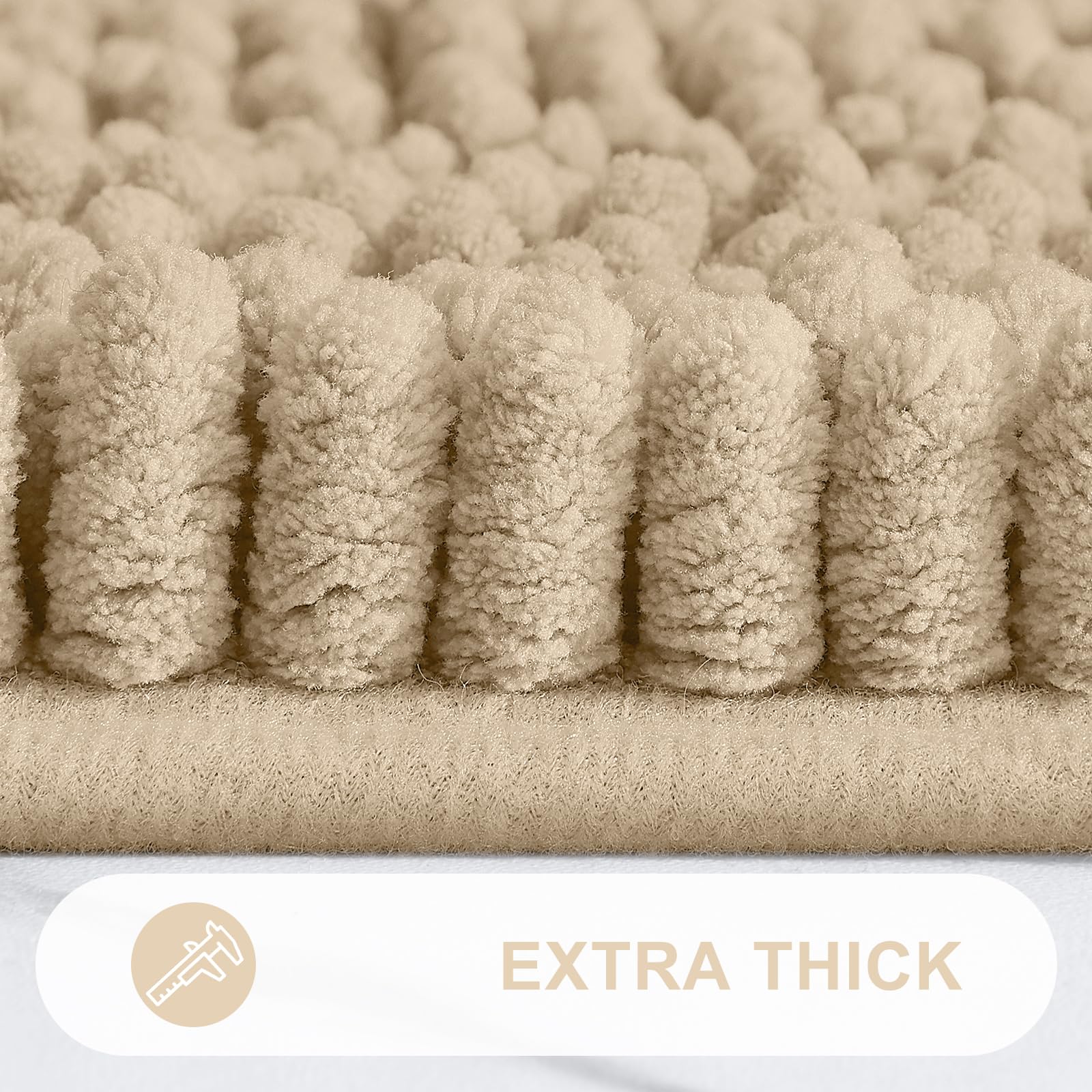 Grandaily Chenille Striped Bathroom Rugs 70X24, Extra Thick And Absorbent Bath Rugs, Non-Slip Soft Plush Shaggy Bath Carpet, Mac