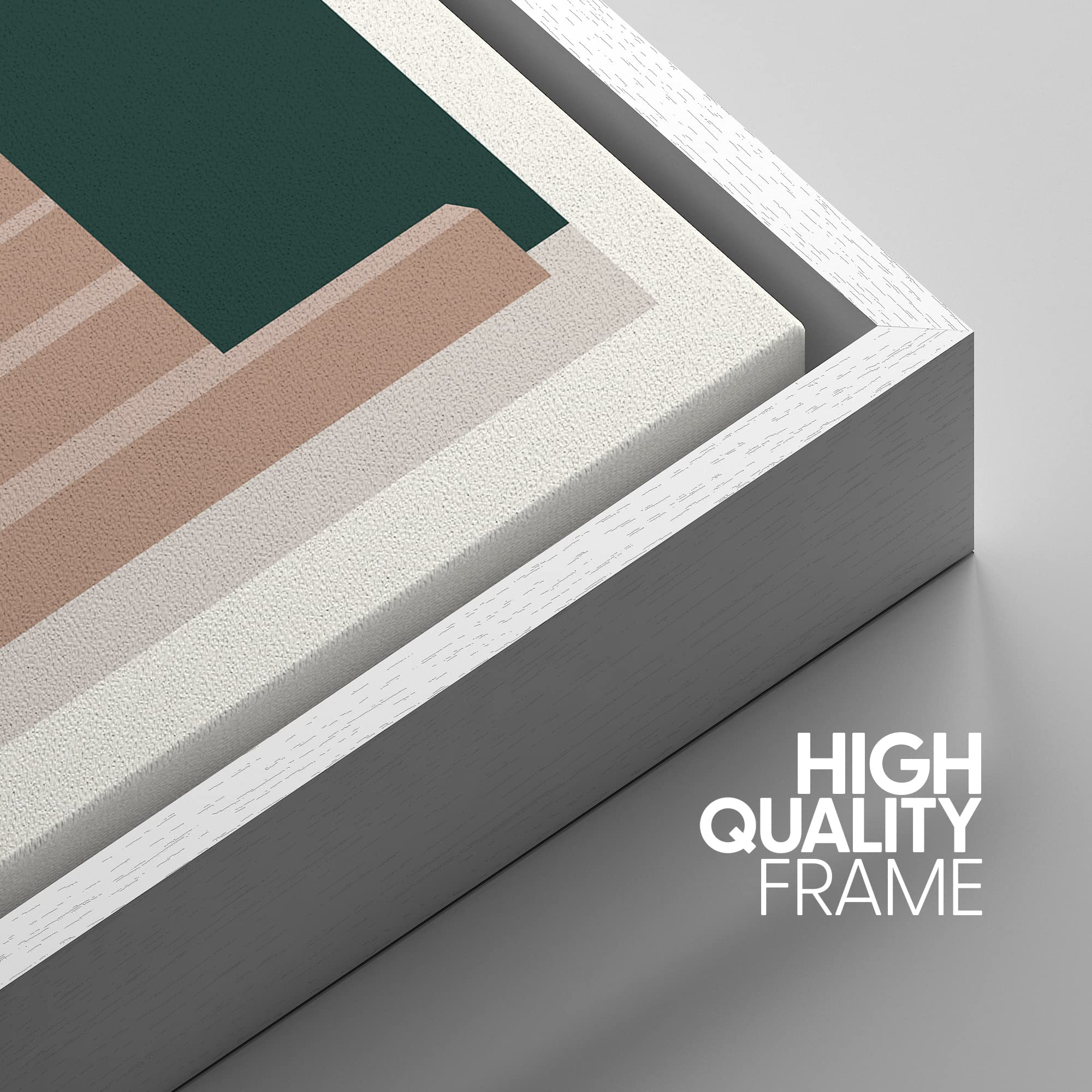 Nwt Framed Canvas Print Wall Morandi Colour Illustrations Arch Are View Room With Staircase & Palm Leaf Geometric Shapes Illustr