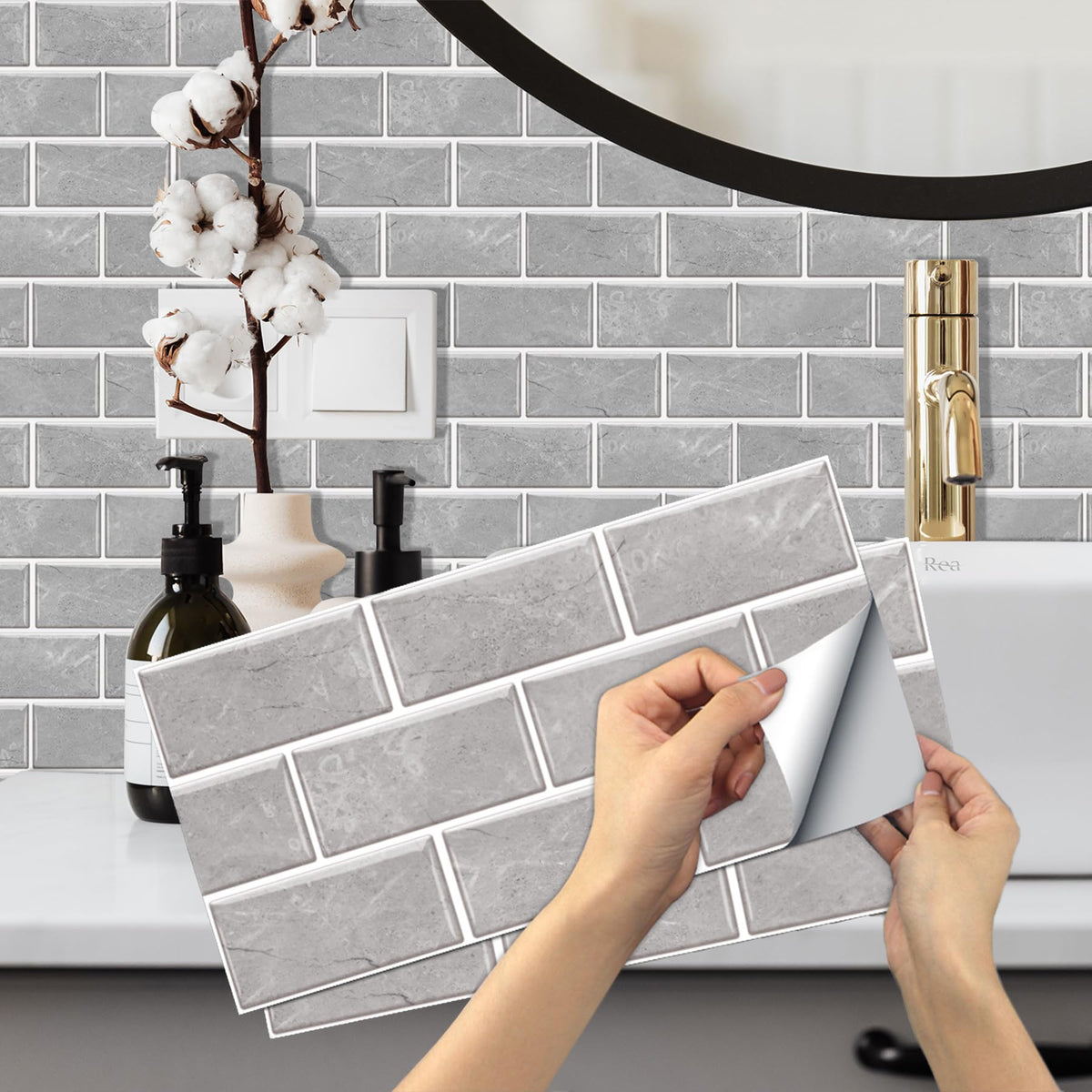 12-Sheet Grey Peel And Stick Wallpaper, Subway Tile 6''X12'' Self Adhesive Wall Tiles Waterproof Pvc Stick On Backsplash Vinyl D