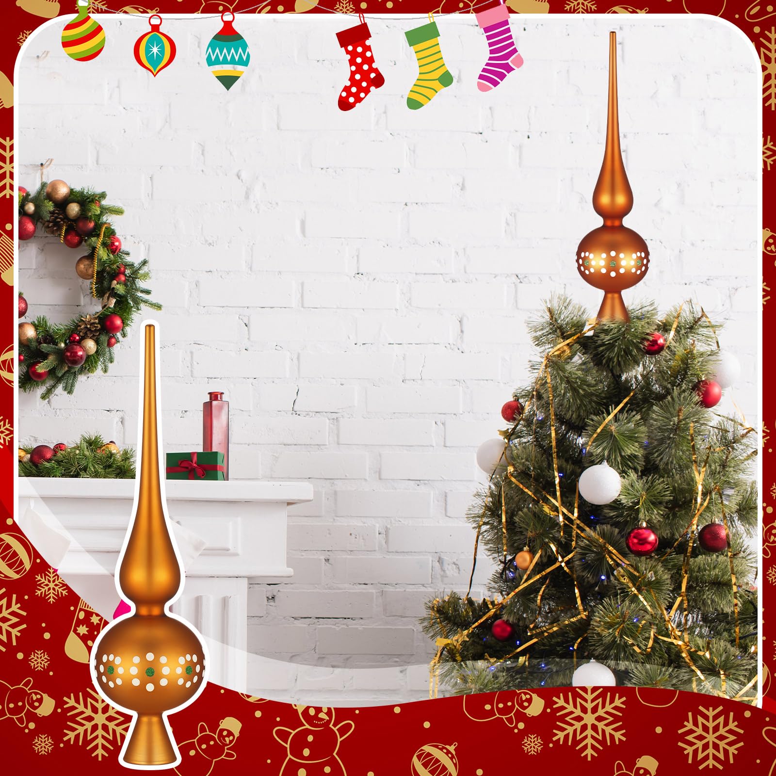 Gejoy Mexican Glass Christmas Finials Tree Topper Platos De Barro Ornaments Cielito Lindo Spherical Blown Glass Mexicanos Tree T