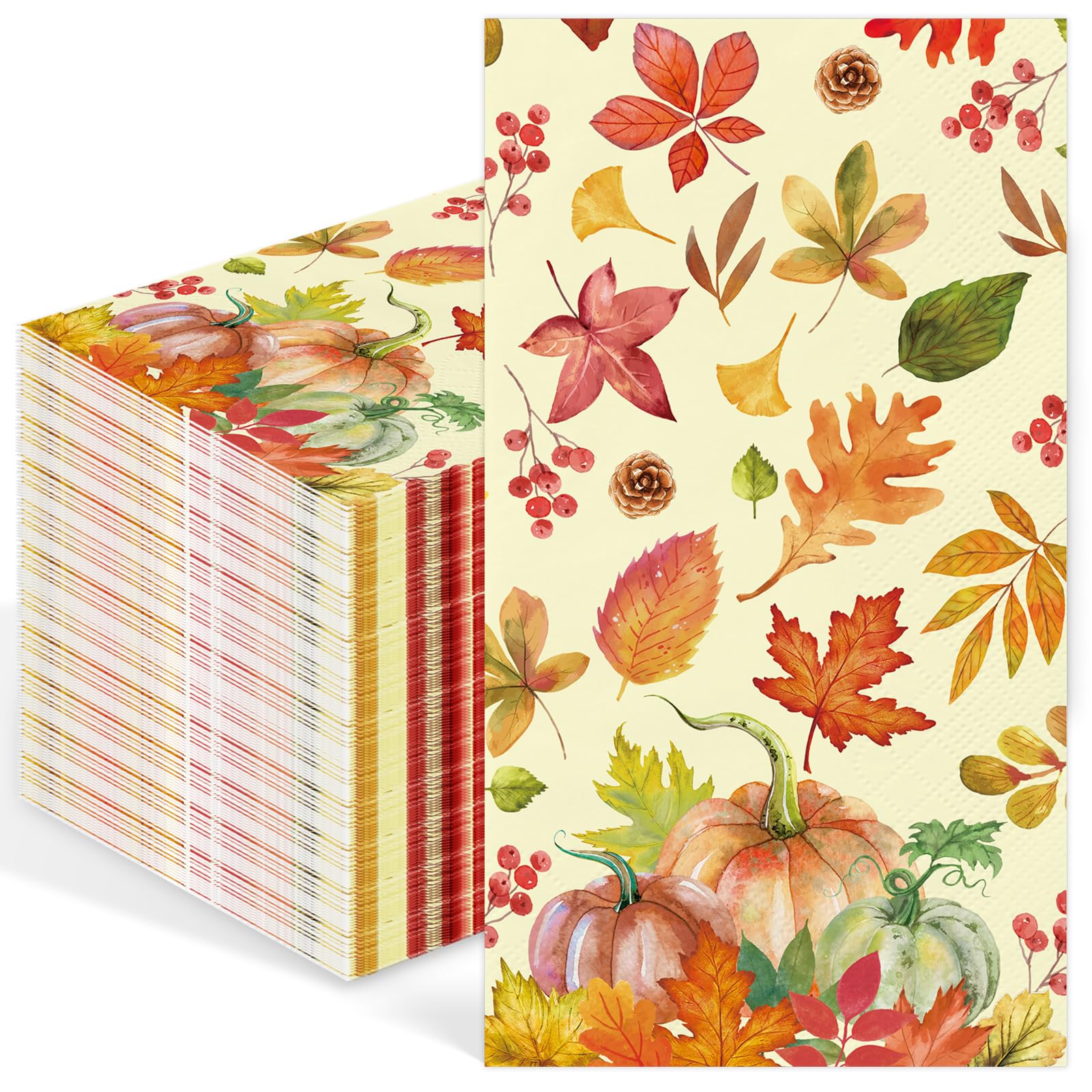 IANFEPH 100 Pcs Fall Napkins 3 Ply Disposable Bathroom Guest Paper Towels Thanksgiving Halloween Decorative Party Napkins for Ki