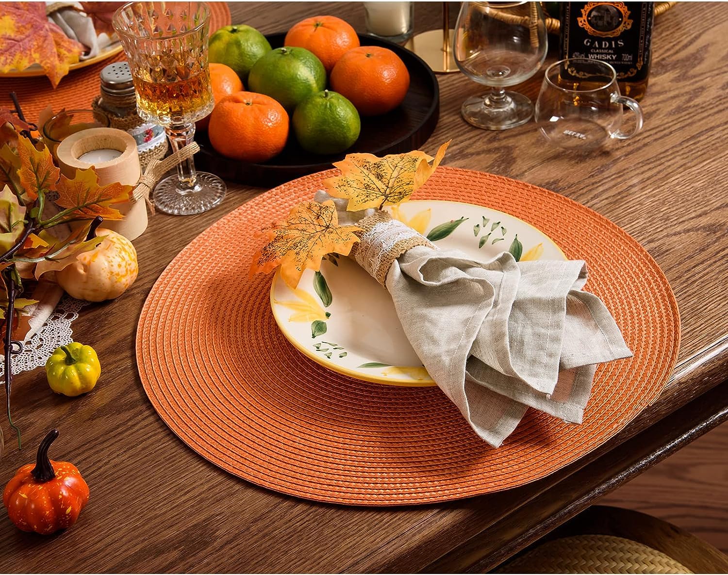 Ahhfsmei Round Braided Placemats 15 Inch Round Table Mats For Dining Tables Natural Woven Heat Resistant Place Mats Set Of 8 (Or