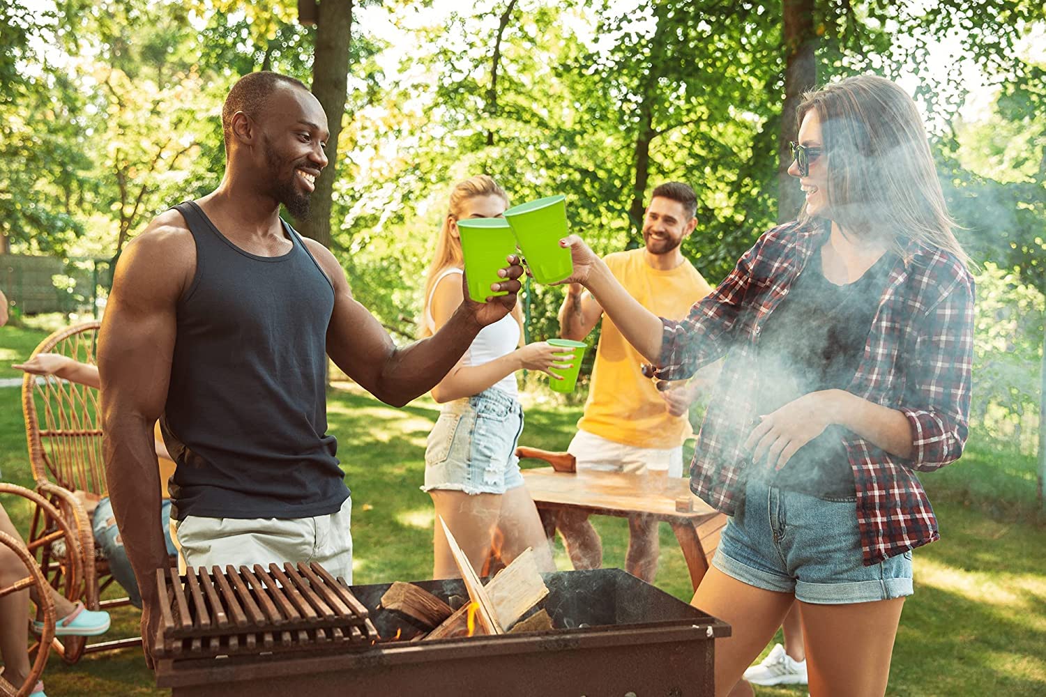 Decorrack Lime Green Plastic Cups, 12 Oz Disposable Cups, Reusable Party Supplies (120 Count)