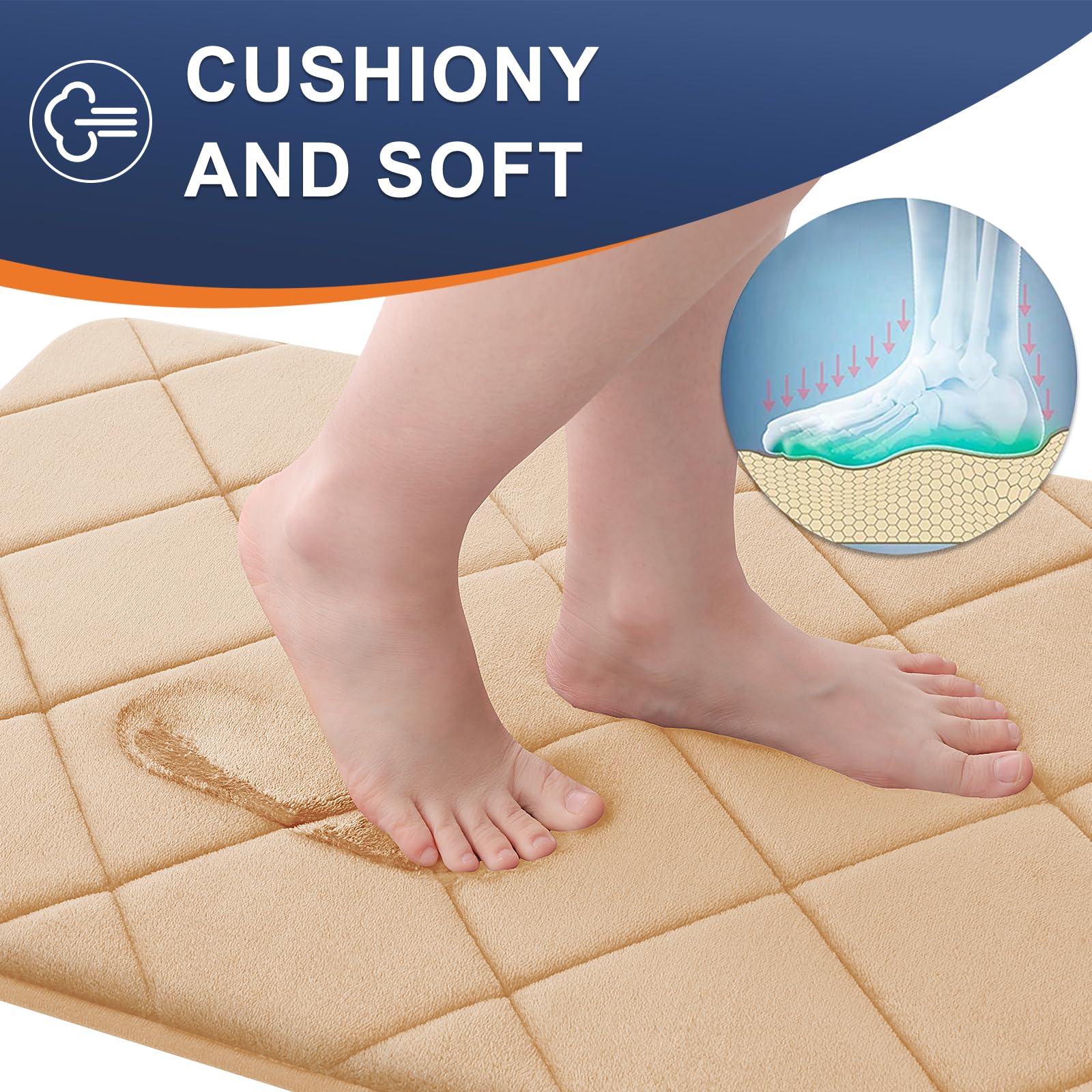 Olanly Memory Foam Toilet Rugs U-Shaped 24X20, Ultra Soft And Absorbent Bathroom Rugs, Machine Washable Quick Dry, Comfortable B