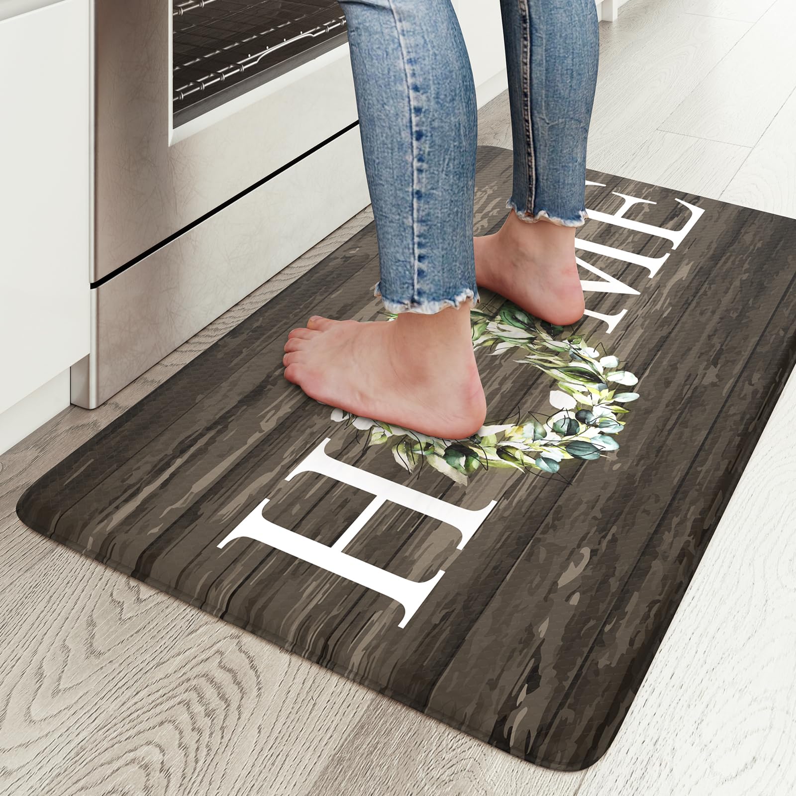 Kimode Anti Fatigue Kitchen Mat For Floor, 17.3''X29'' Farmhouse Kitchen Rug Non Slip, Cushioned Padded Kitchen Floor Mat, Comfo