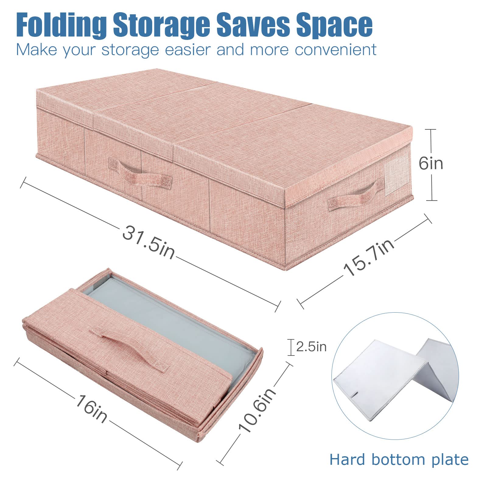Supowin Underbed Storage Containers 3 Pack, Large Under Bed Storage Bins with Lids, Foldable Sturdy Under the Bed Storage Drawer