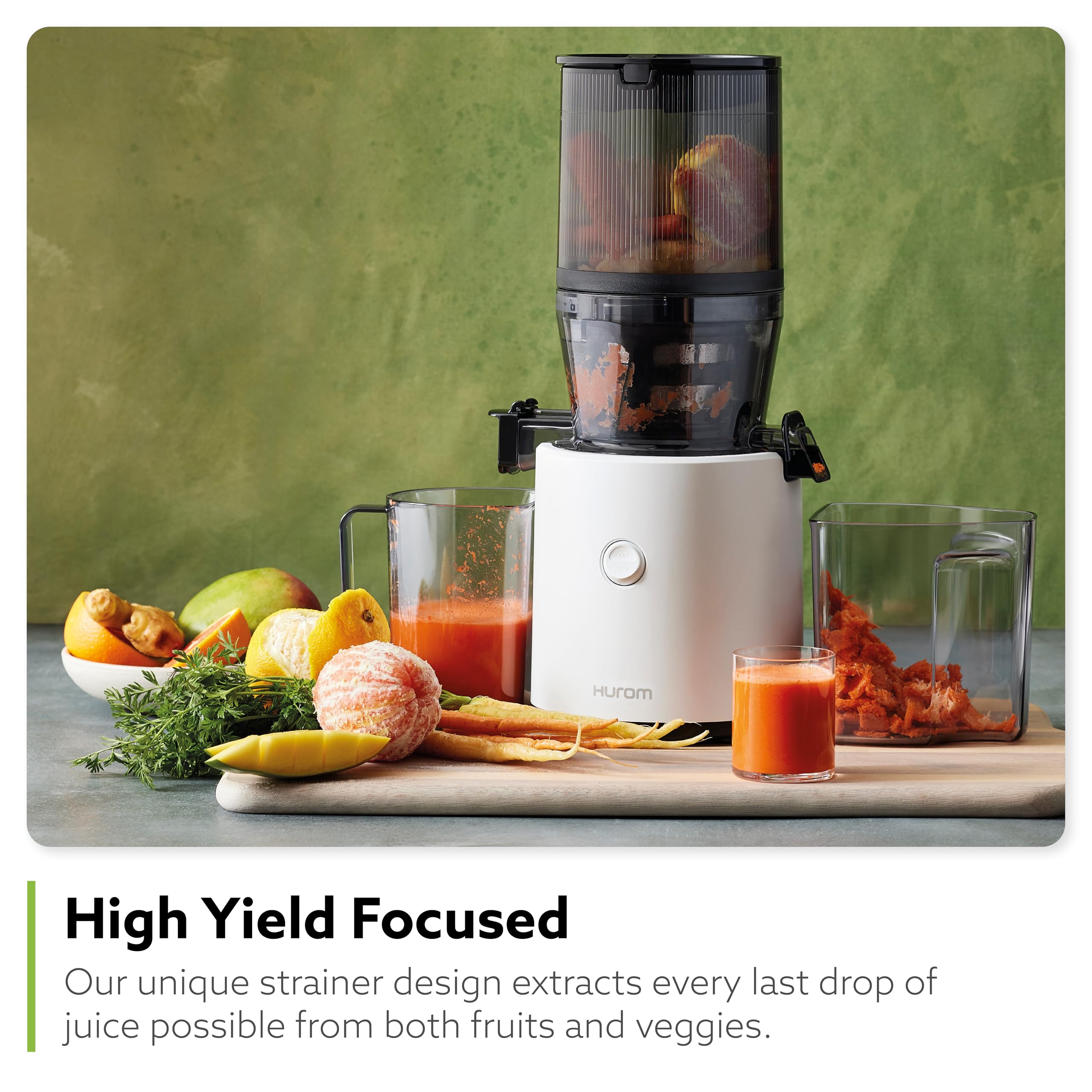 Hurom H320 Slow Juicer, White | Self-Feeding Cold Press Juice Machine For Vegetables And Fruit | High Yield | Bpa Free | 500Ml (