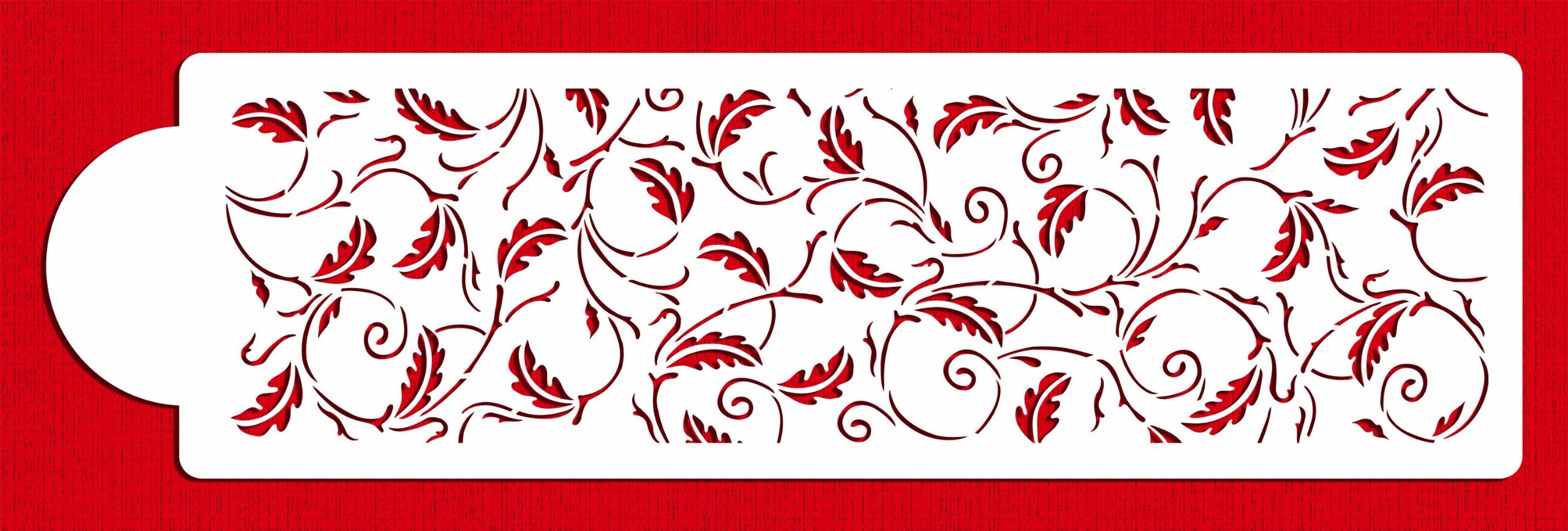 Designer Stencils Oak Leaf Cake Stencil Side (4 Inch), Beige/Semi-Transparent