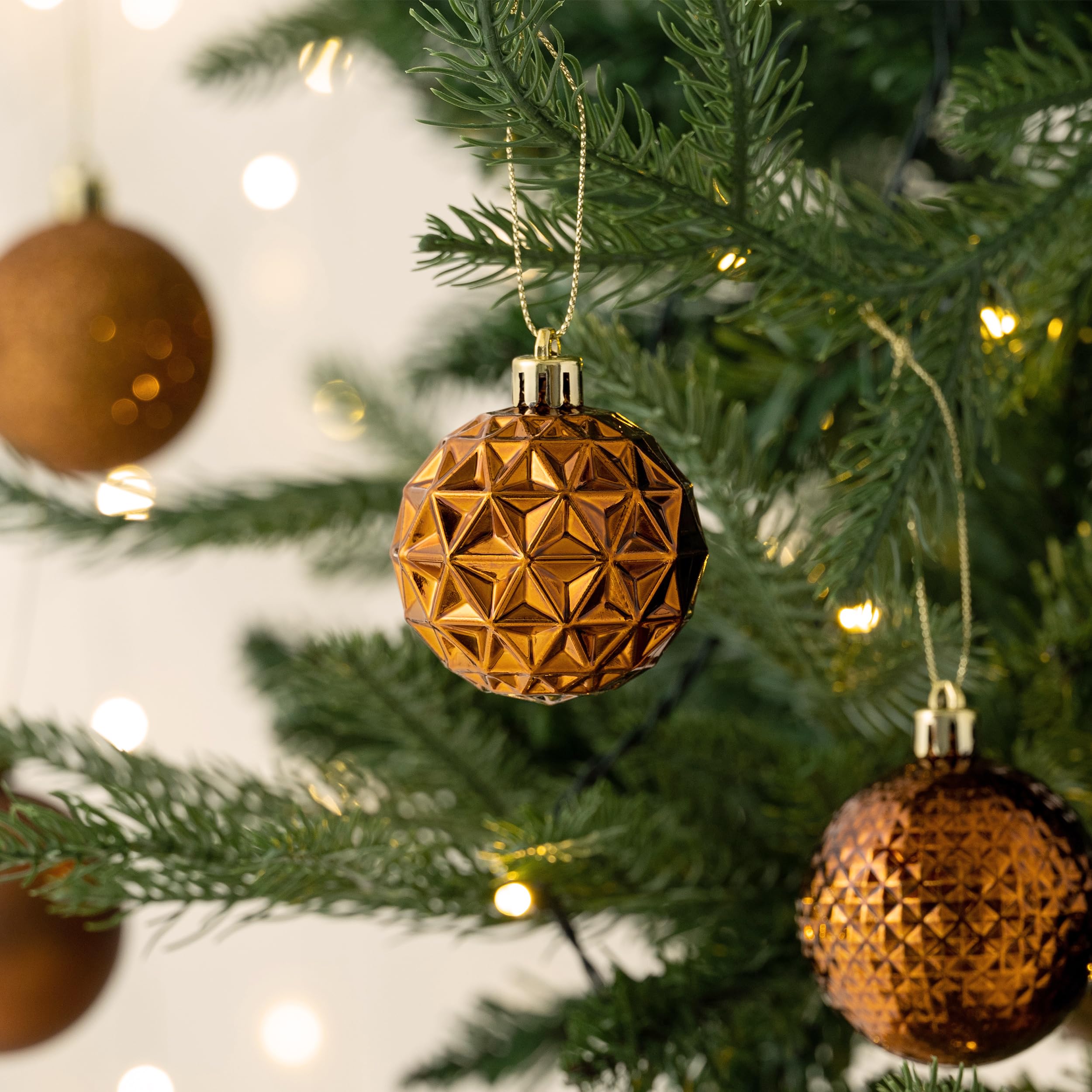 Valery Madelyn Christmas Tree Decorations Ornament Set, 50ct 2 Inches Bronze Copper Brown Shatterproof Christmas Ball Ornaments