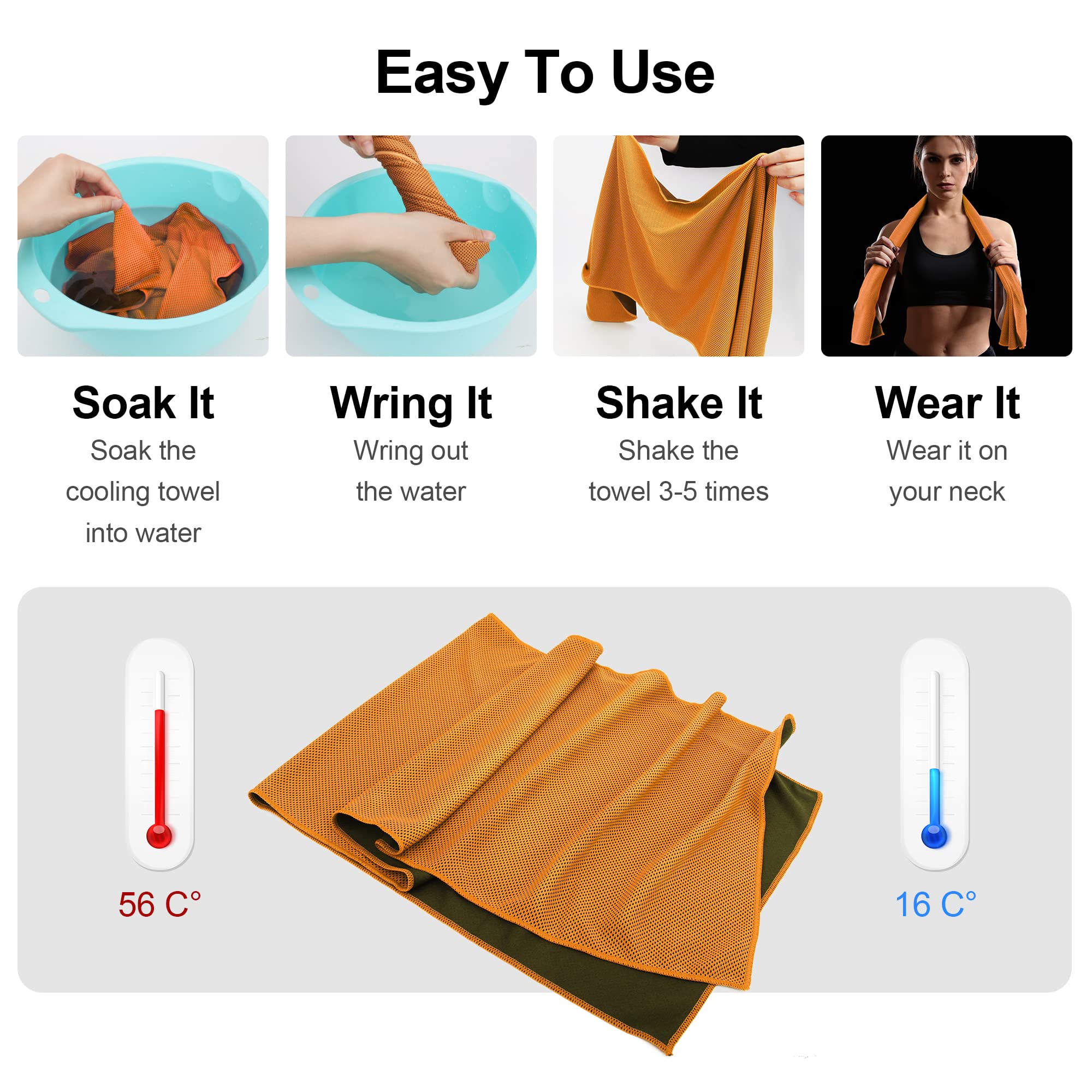 Ailawuu 6Pack Cooling Towels Ice Towel for Neck and Face Soft Breathable Chilly Towel Microfiber Towel for Camping Workout Sports Yoga Golf Gym Fitness & More Activities