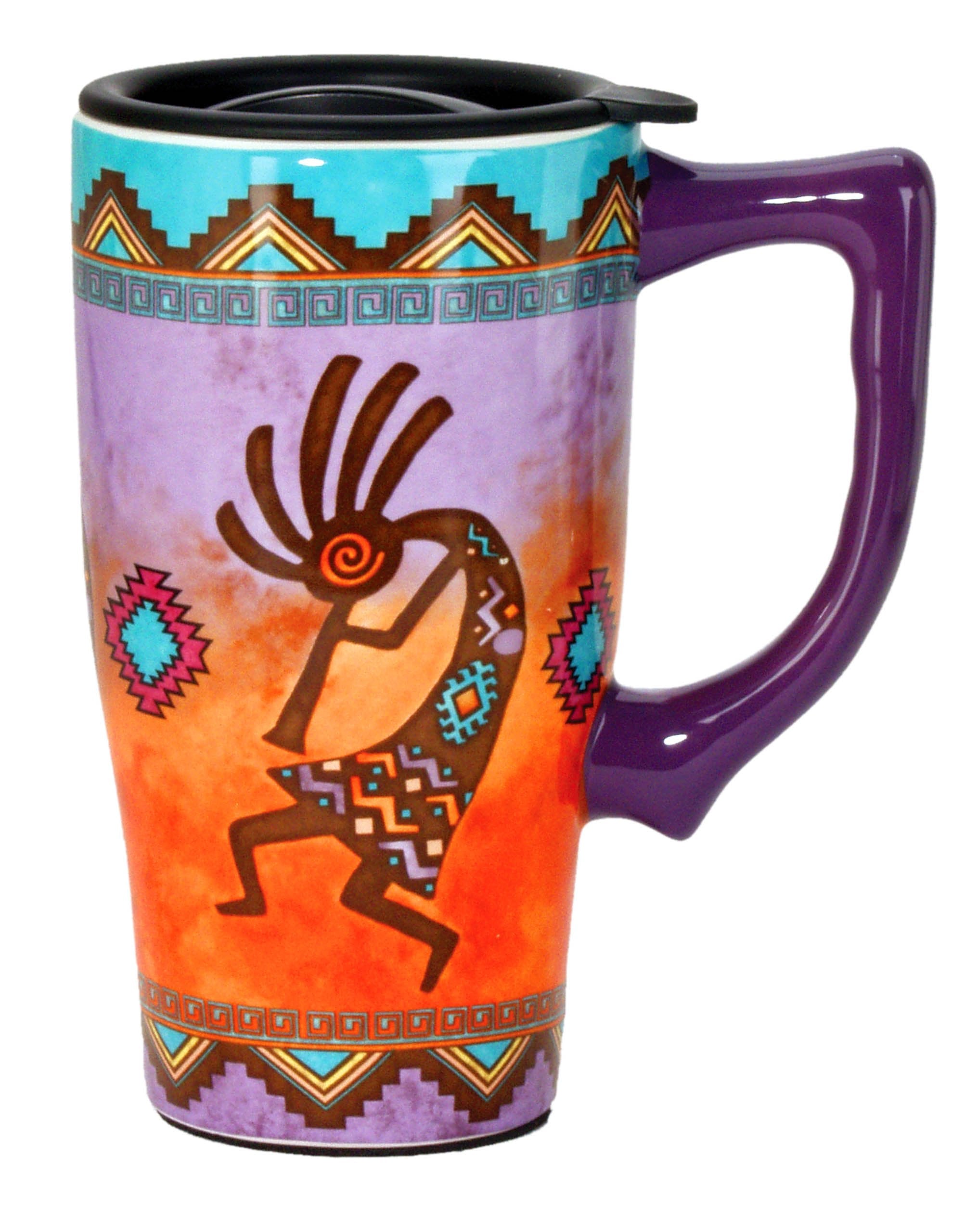 Spoontiques  Ceramic Travel Mugs  Kokopelli Cup  Hot or Cold Beverages  Gift for Coffee Lovers