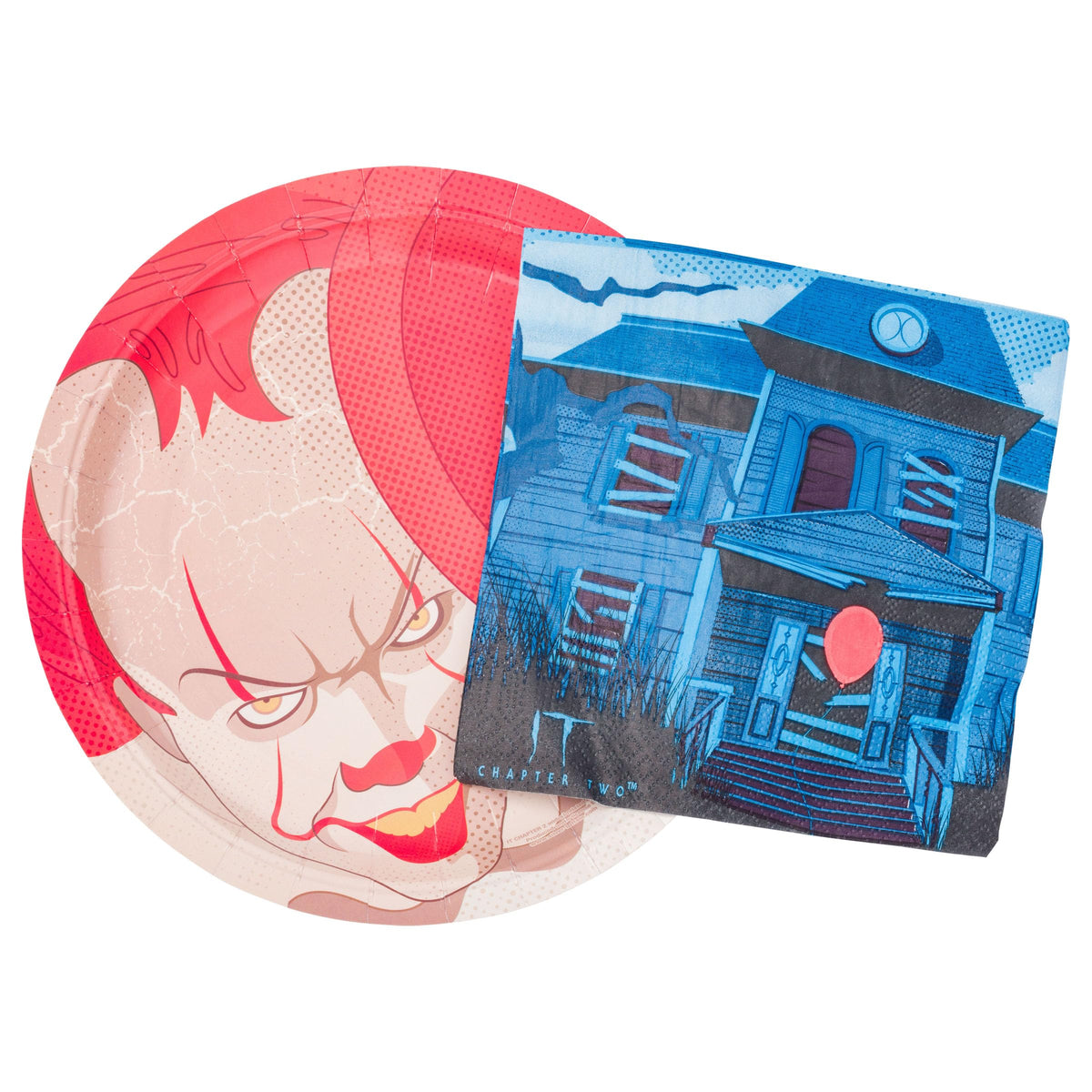 Silver Buffalo It Chapter 2 Pennywise The Clown 32 Pack Partyware Disposable Paper Plates And Napkins