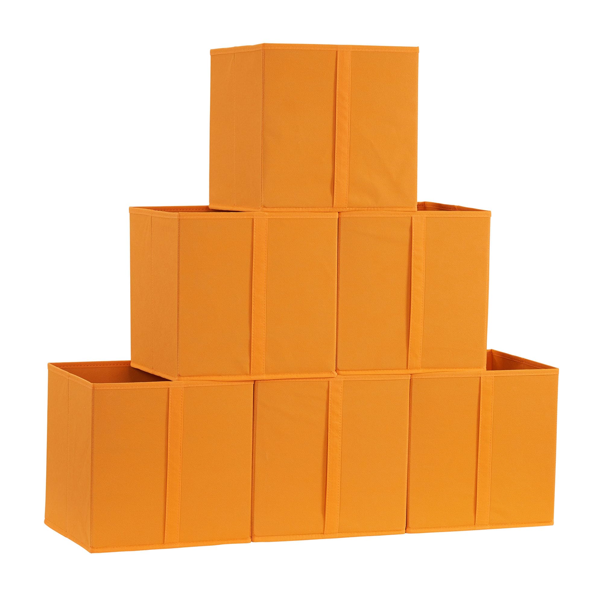 Household Essentials 334-1 Foldable Fabric Storage Bins | Set Of 6 Cubby Cubes With Vertical Handles 6 Pack, Orange