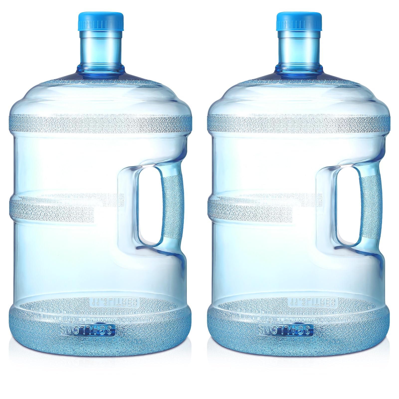 Bokon 2 Pieces gallon water jugs Round Plastic Water Bottle with Handle Screw Cap Reusable Large Capacity Bottle for Camping Out