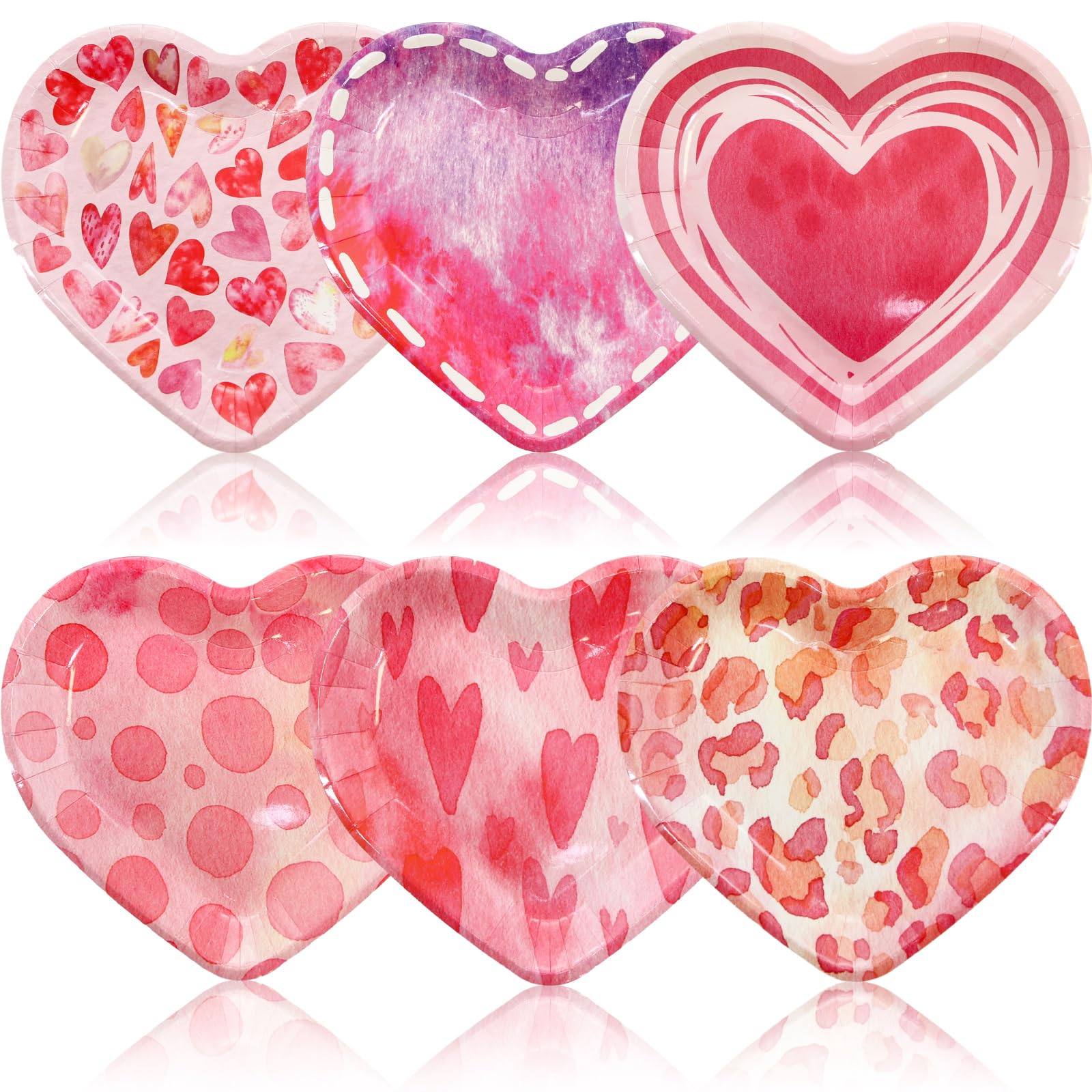 Ceiba Tree 60Pcs Heart Shaped Plates Valentines Day Paper Plates Disposable Dinner Happy Valentine'S Day Party Supplies