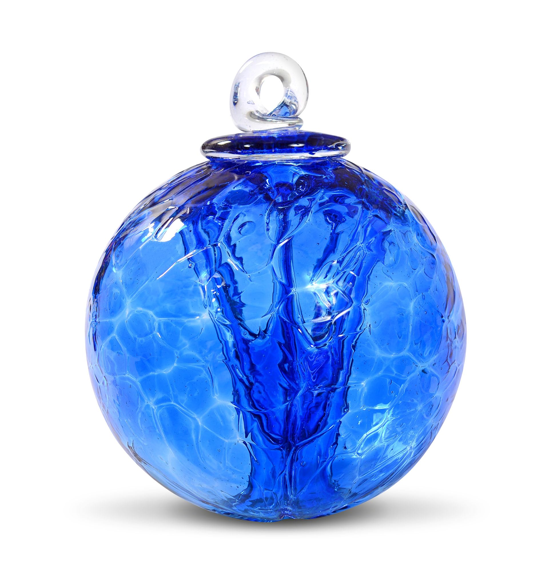 Witch Ball Hand Blown Glass by Iron Art Glass Designs 4 Inch (Iris Blue)