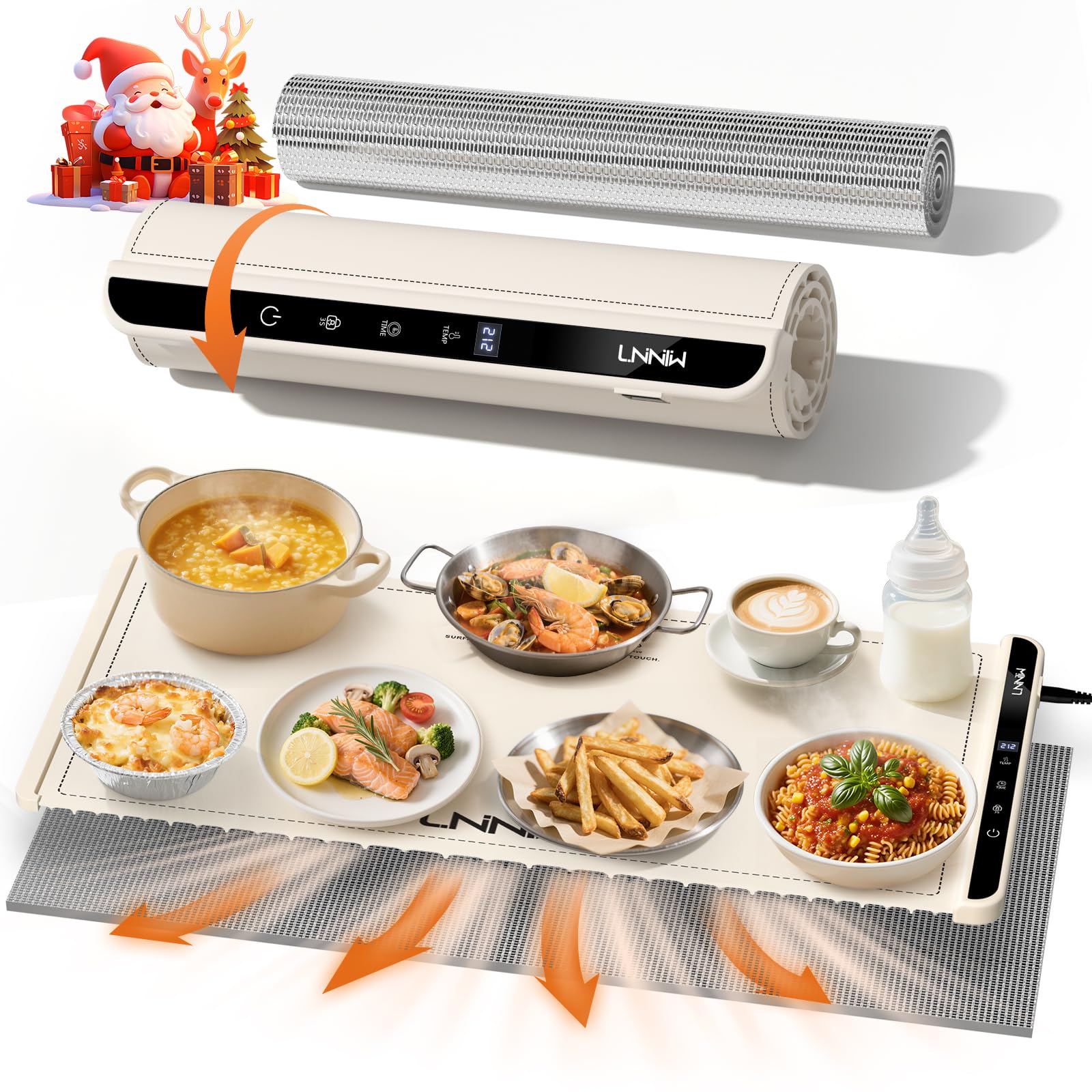 Extra Large Food Warming Mat with Heat-Resistant Pad, 36X15 Inch, 6 Temperature & 6 Timer Settings, Child Lock Safety, Fits More