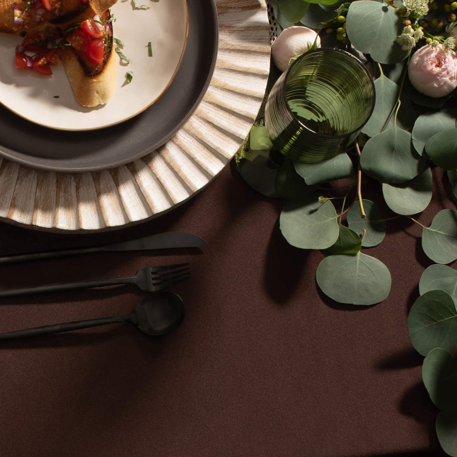Gee Di Moda Rectangle Tablecloth - 60 X 126 Inch Chocolate Table Cloth For 8 Foot Rectangle Table - Heavy Duty Washable Fabric -