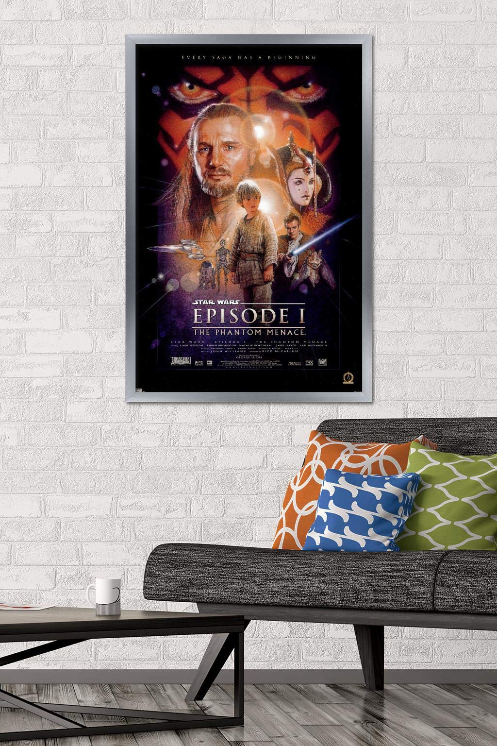 Trends International 24X36 Star Wars: The Phantom Menace - One Sheet Wall Poster, 24'' X 36'', Silver Framed Version