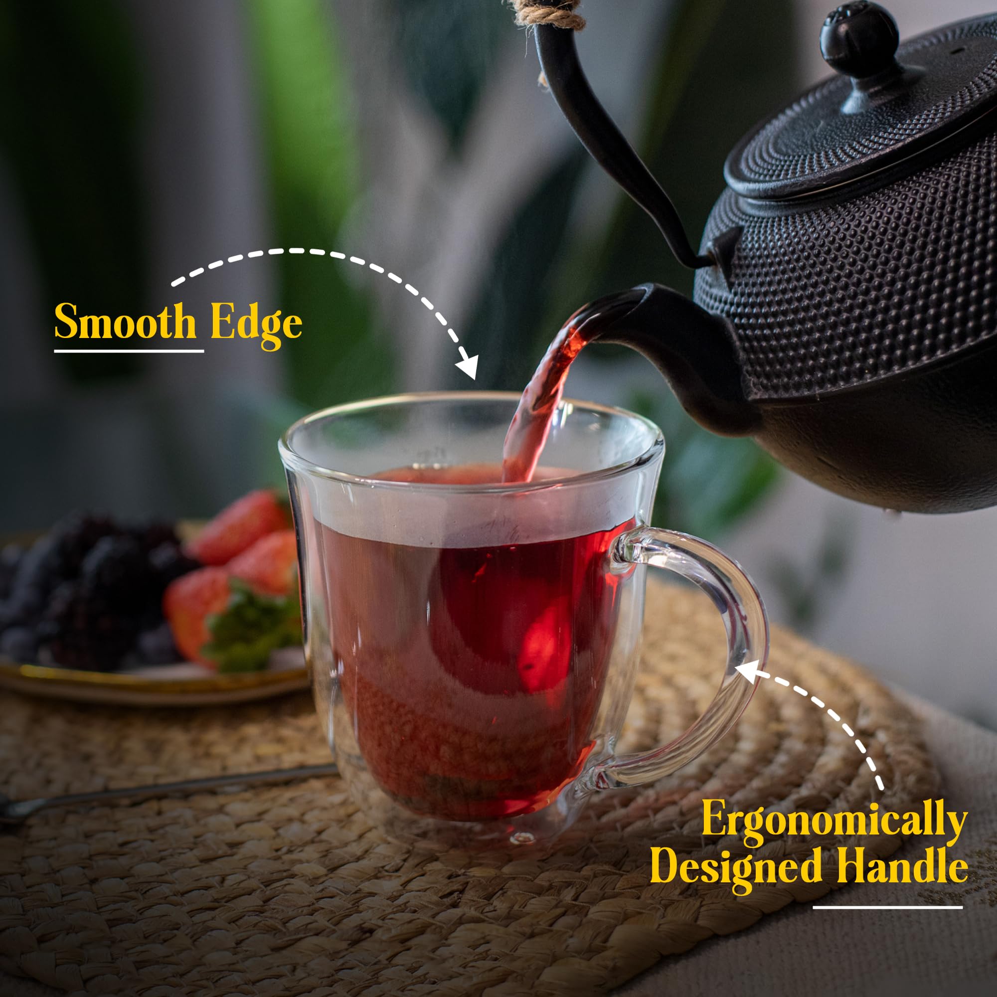 Ayl Double Wall Coffee Mugs With Handle (9Oz) - Insulated Glass Cups For Tea, Coffee, Cappuccino, Espresso & Latte - Elegant & C