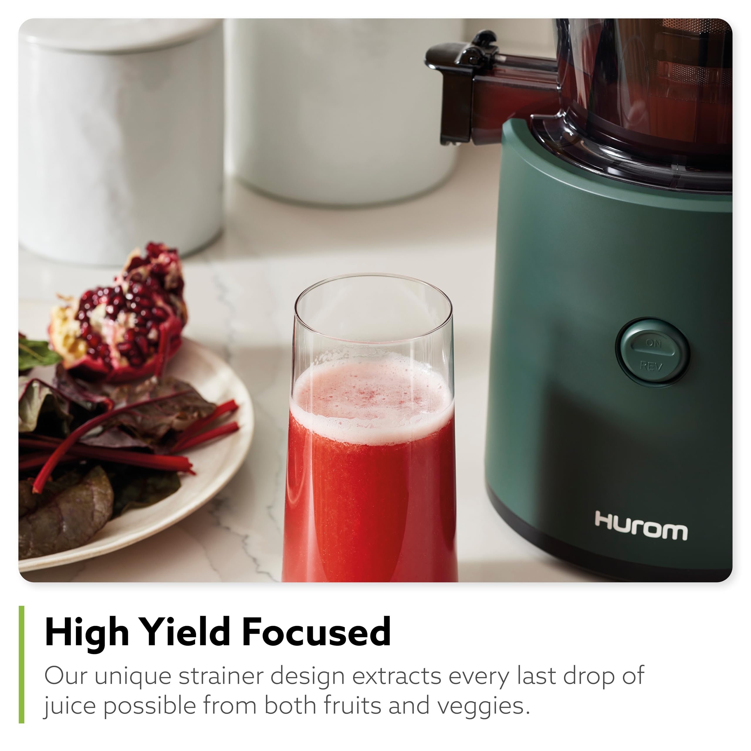 Hurom H320 Slow Juicer, Kale/Dark Green | Self-Feeding Cold Press Juice Machine For Vegetables And Fruit | High Yield | Bpa Free