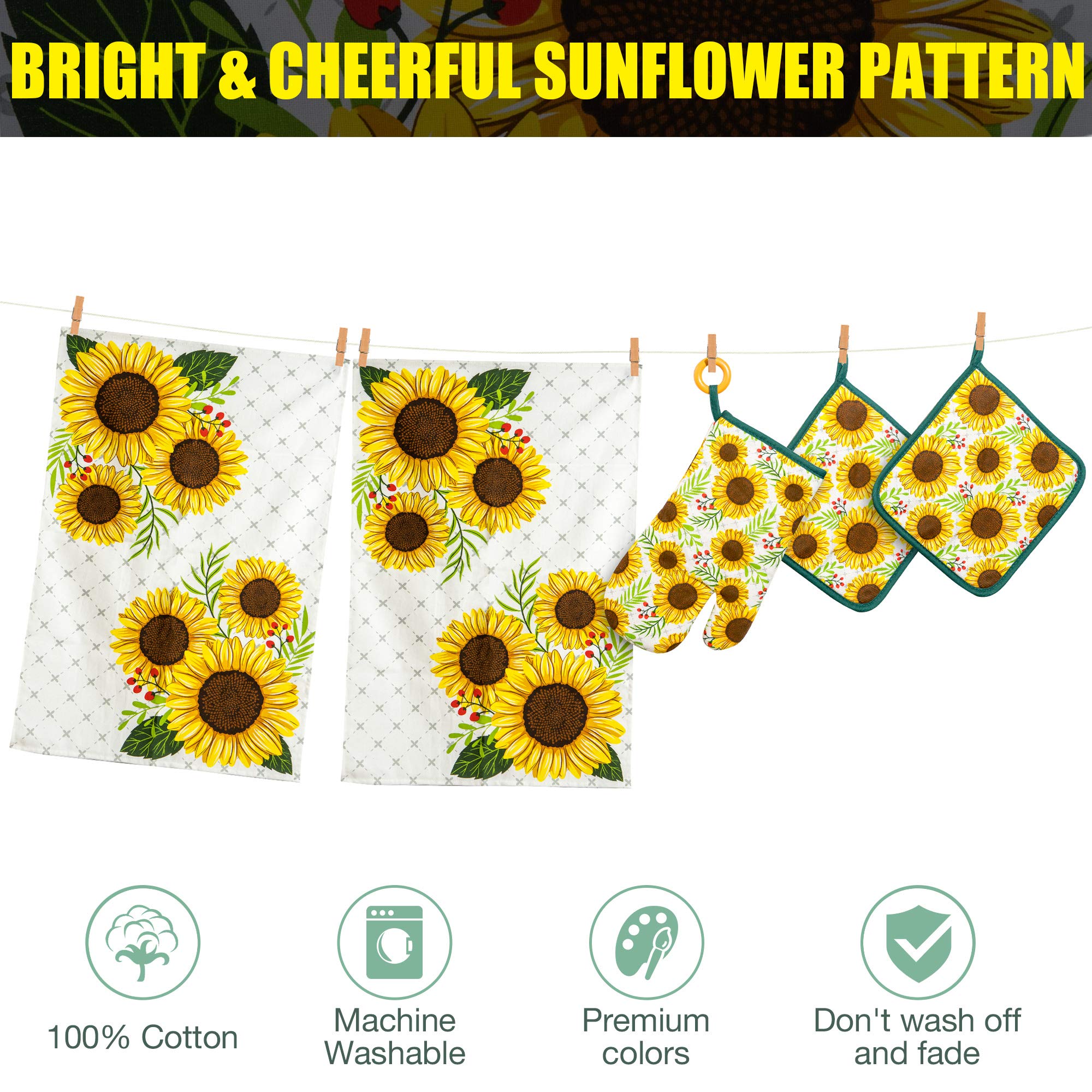 Koaland Sunflower Kitchen Towels Set Of 5