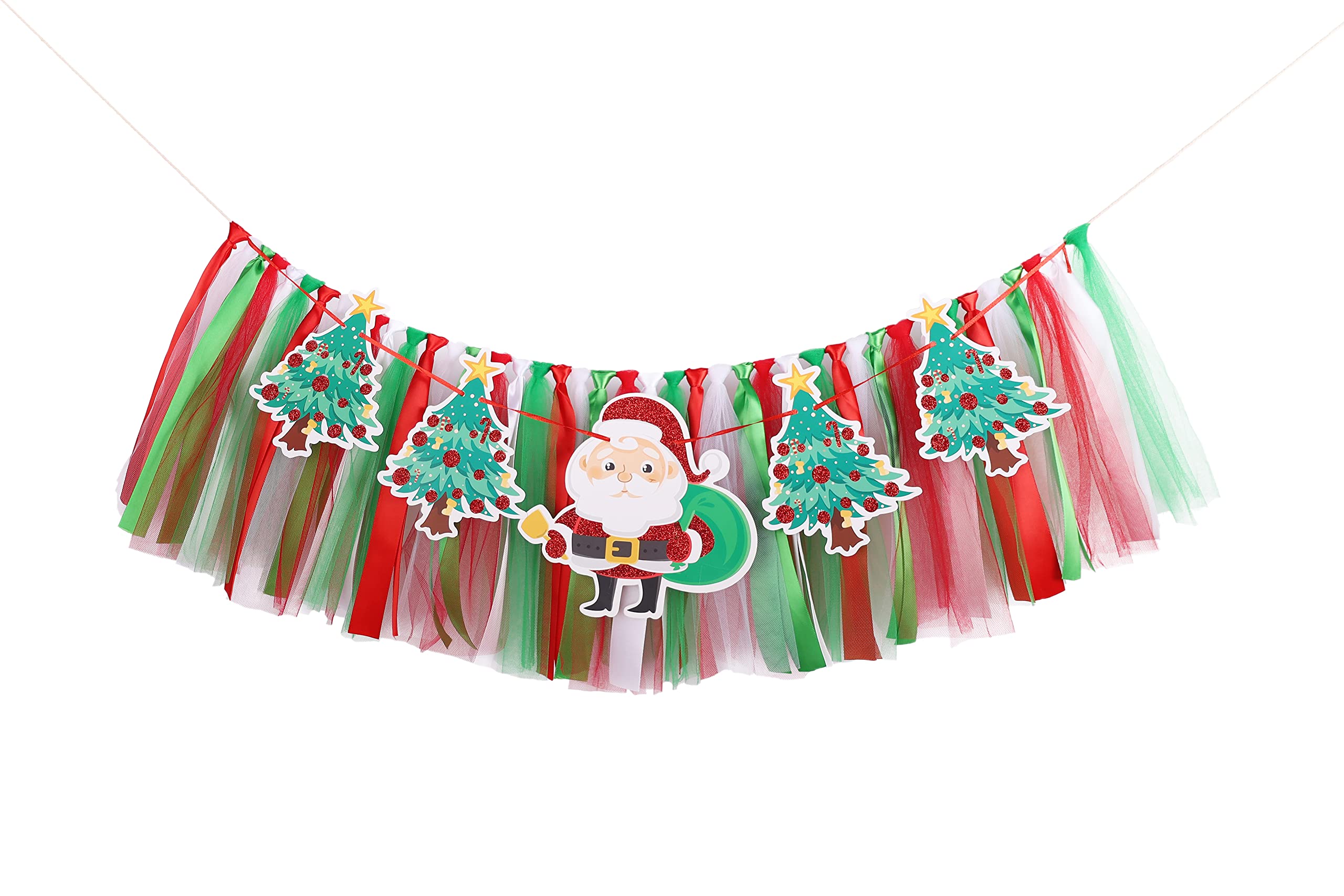 Christmas Highchair Banner Decoration For Baby - High Chair Fabric Garland, Merry Christmas Banner Photo Props, Handmade Party T