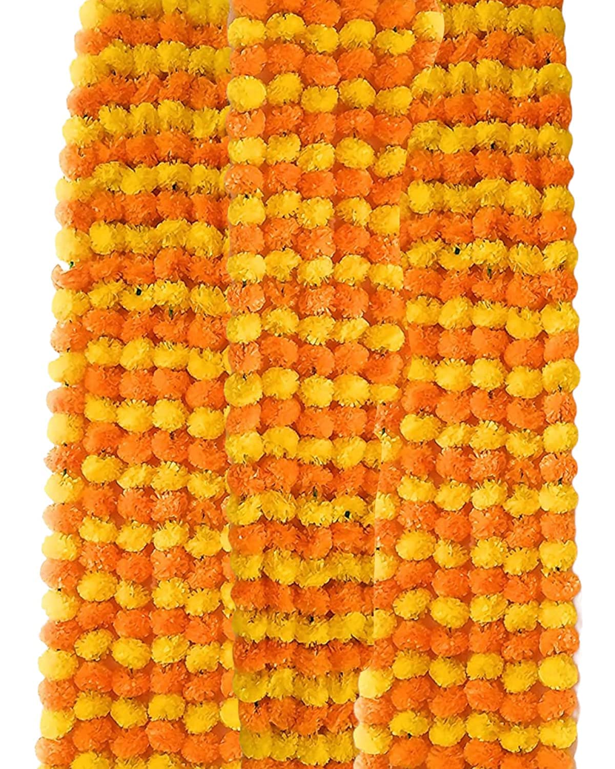 ABHAAS 10 Pcs Artificial Marigold Fluffy Flowers for Decoration Garlands for Decoration Pooja Room Toran Indian genda phool for