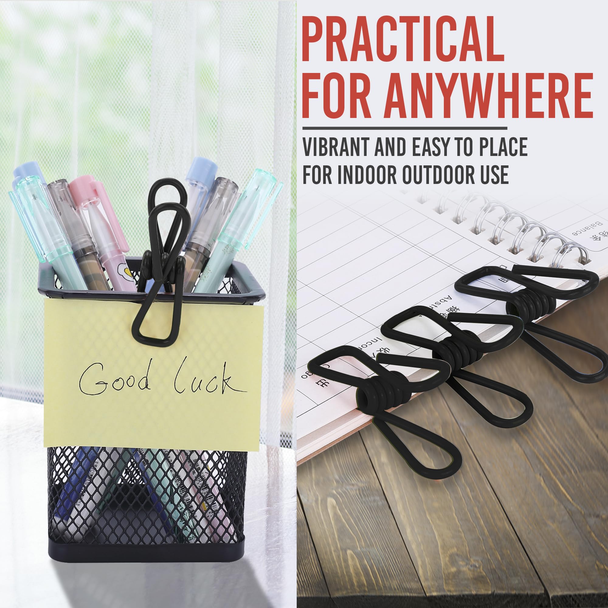 30 Pack Black Chip Bag Clips For Food - Pvc 2 Inch Coated Sealer For Sealing Food - Paper Holder, Clothesline Clip For Laundry H