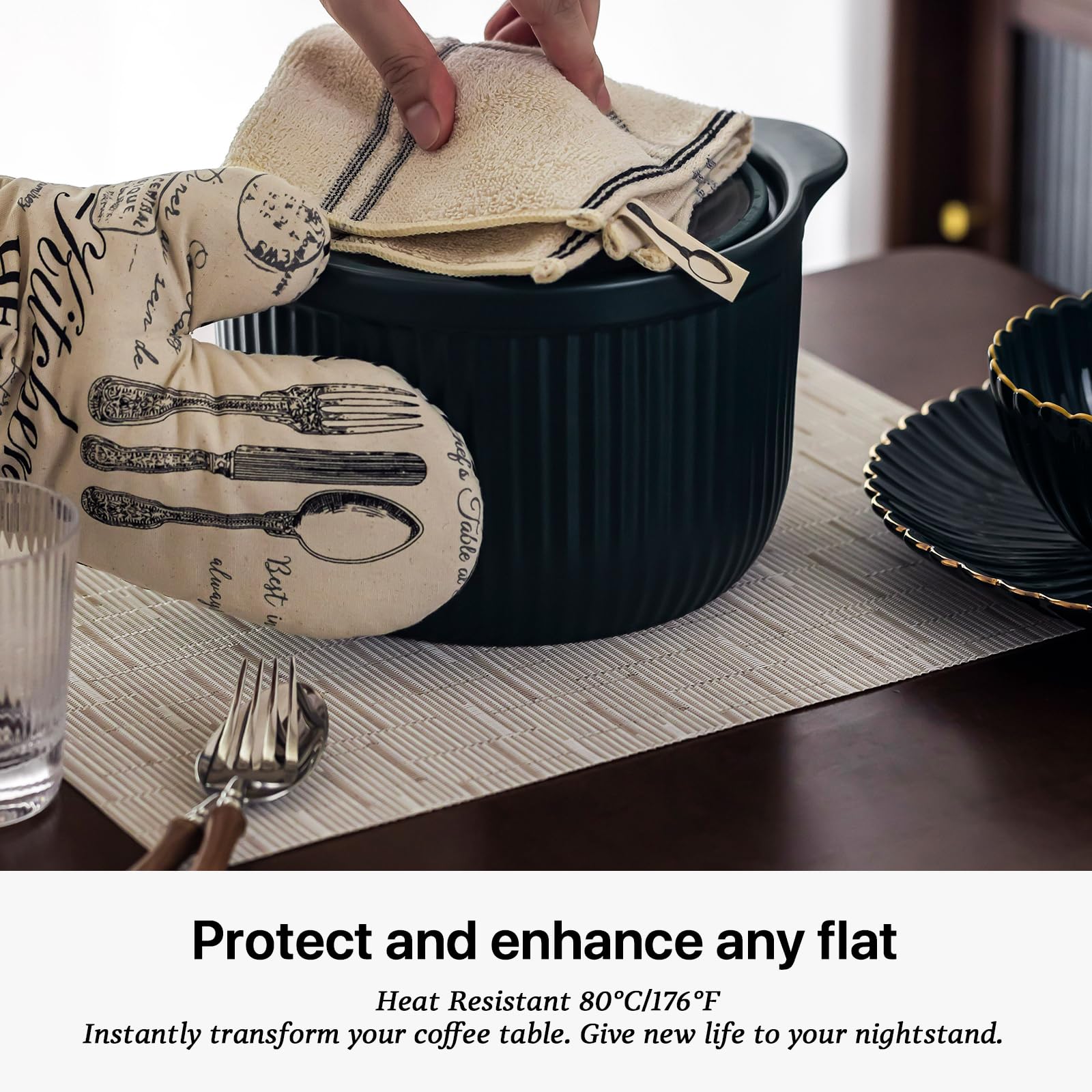 Lexmore Pvc Woven Placemats 6 Pcs Wipeable Indoor/Outdoor Table Mats Washable Vinyl Place Mats For Dining Table, Set Of 6-Pale B