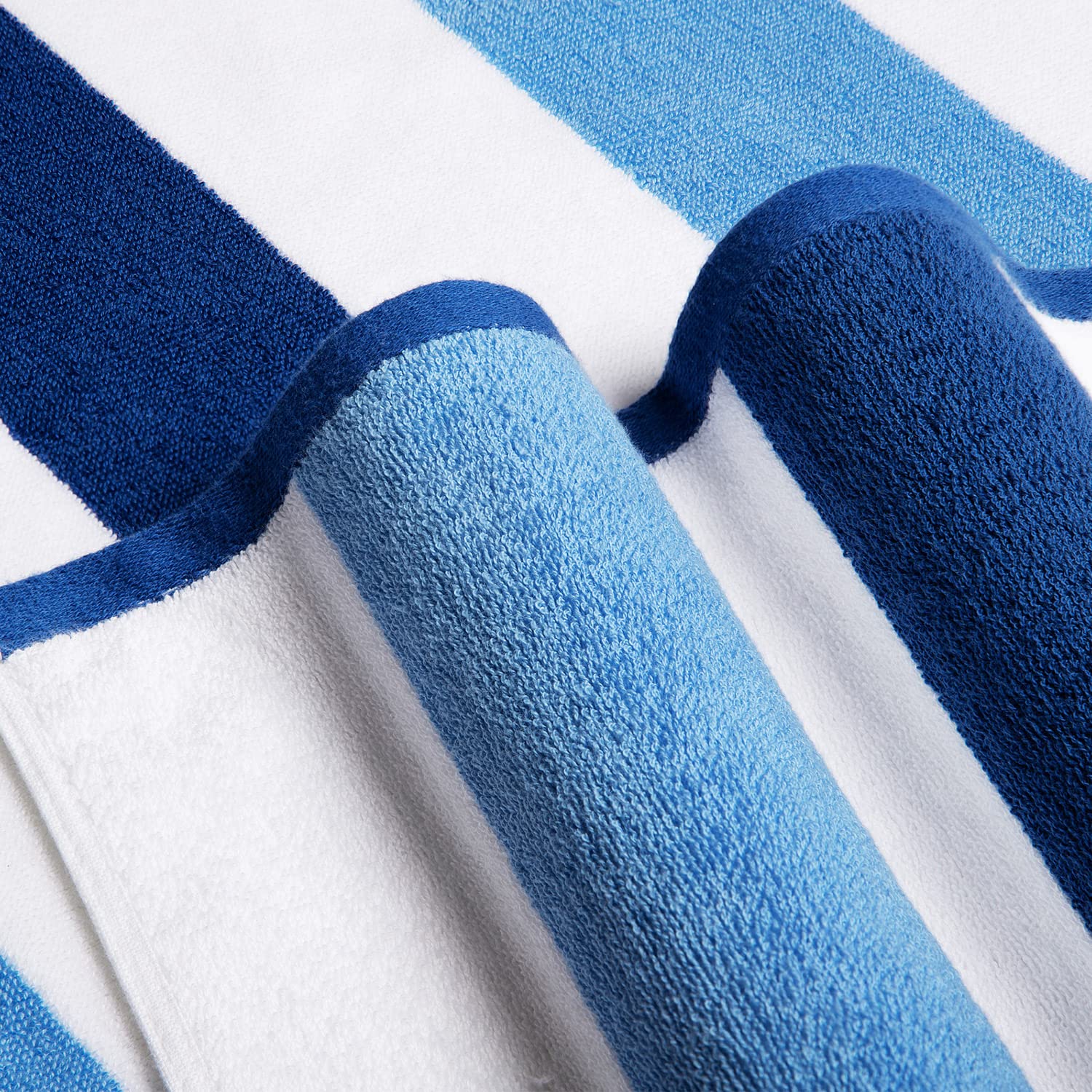 Bornbay Cotton Oversized Beach Towel - Extra Large 40''X70'' Plush Thick Pool Towel, Xl Fluffy Blue Beach Towels Stripe Swimming