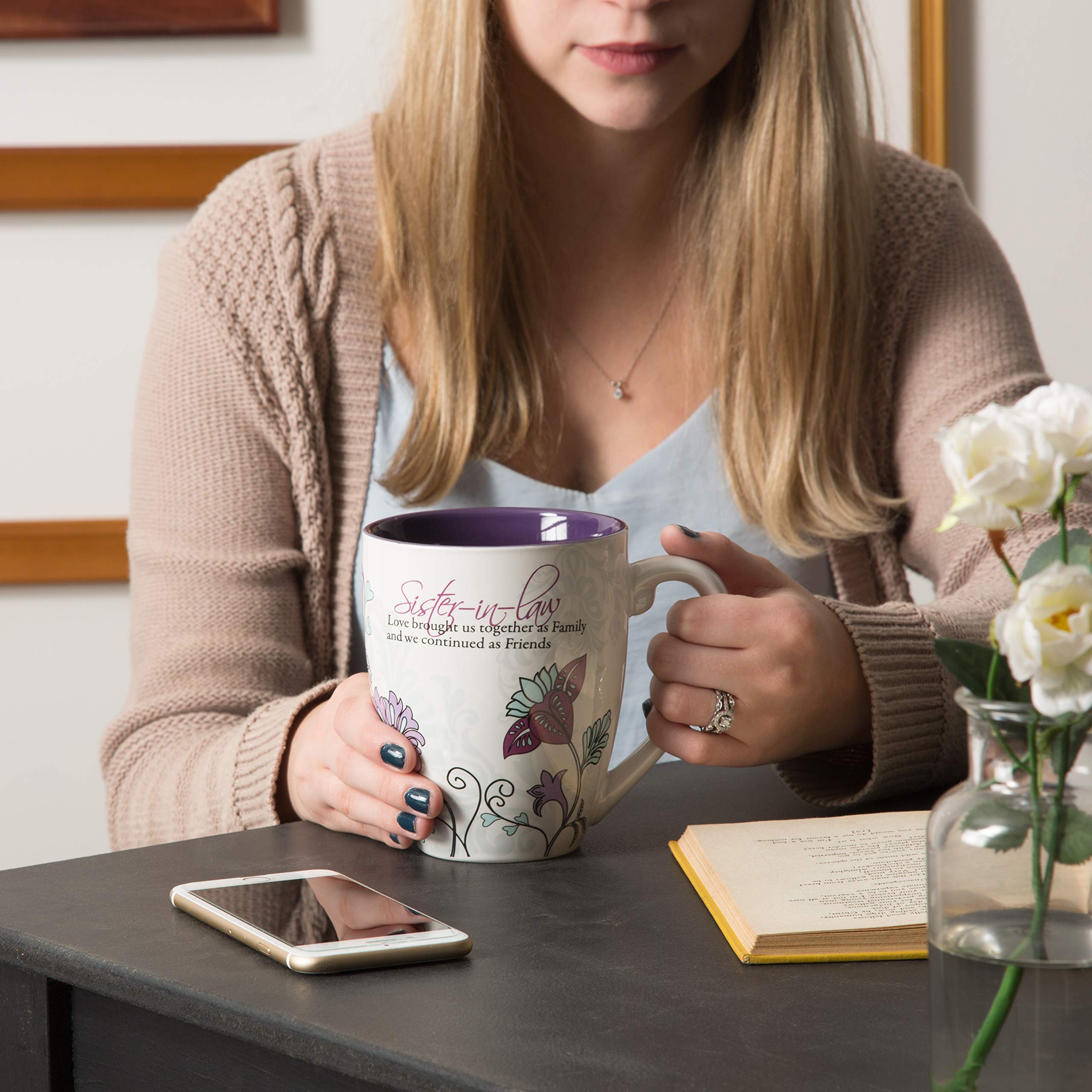 Pavilion Gift Company Mark My Words Sister In Law Floral Butterfly Coffee Tea Mug, Large, Purple,591 Milliliters