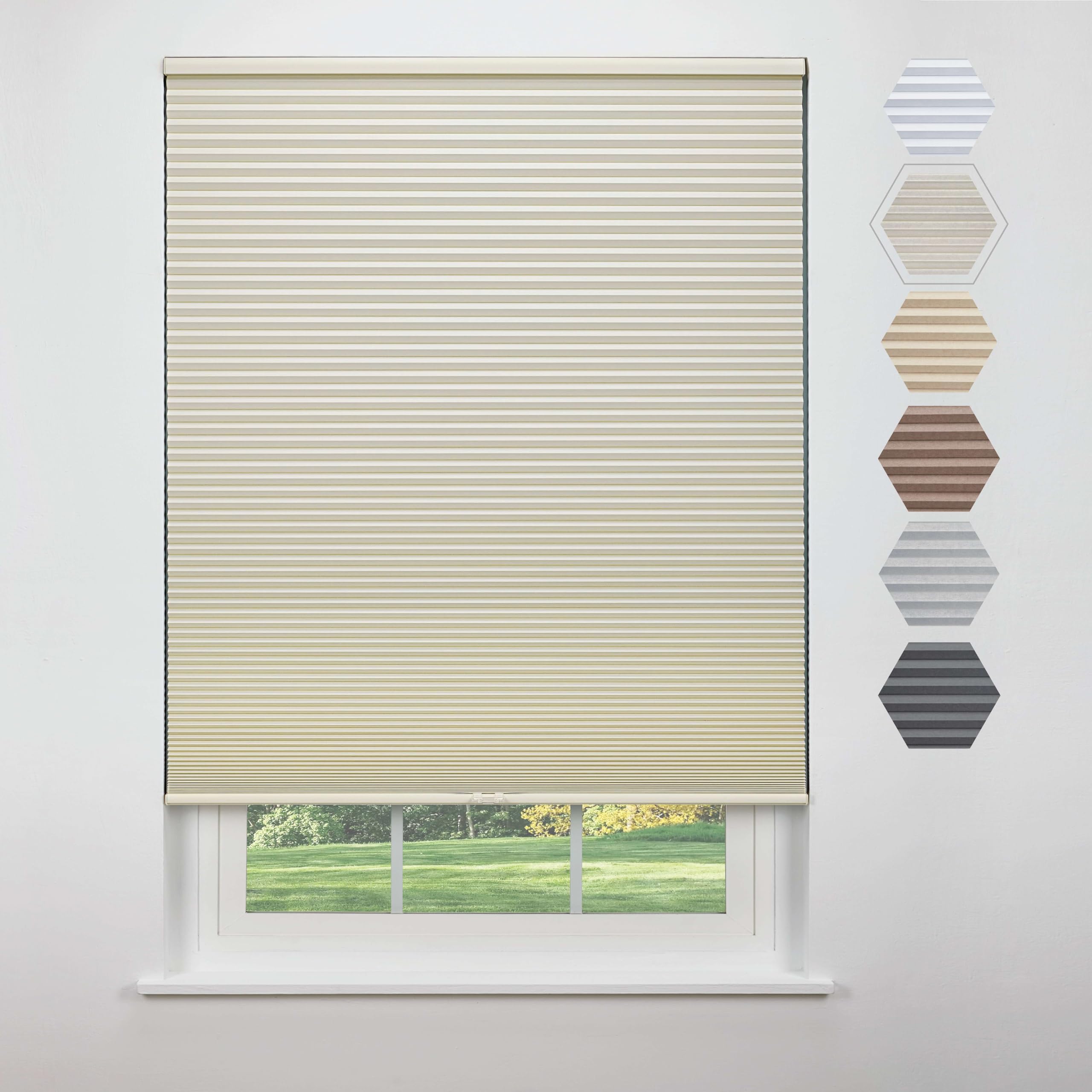 Linen Avenue Cordless Standard Blackout Cellular Shade 52 1/4 W x 66 H, Seashell (Arrives 1/4  Narrower)