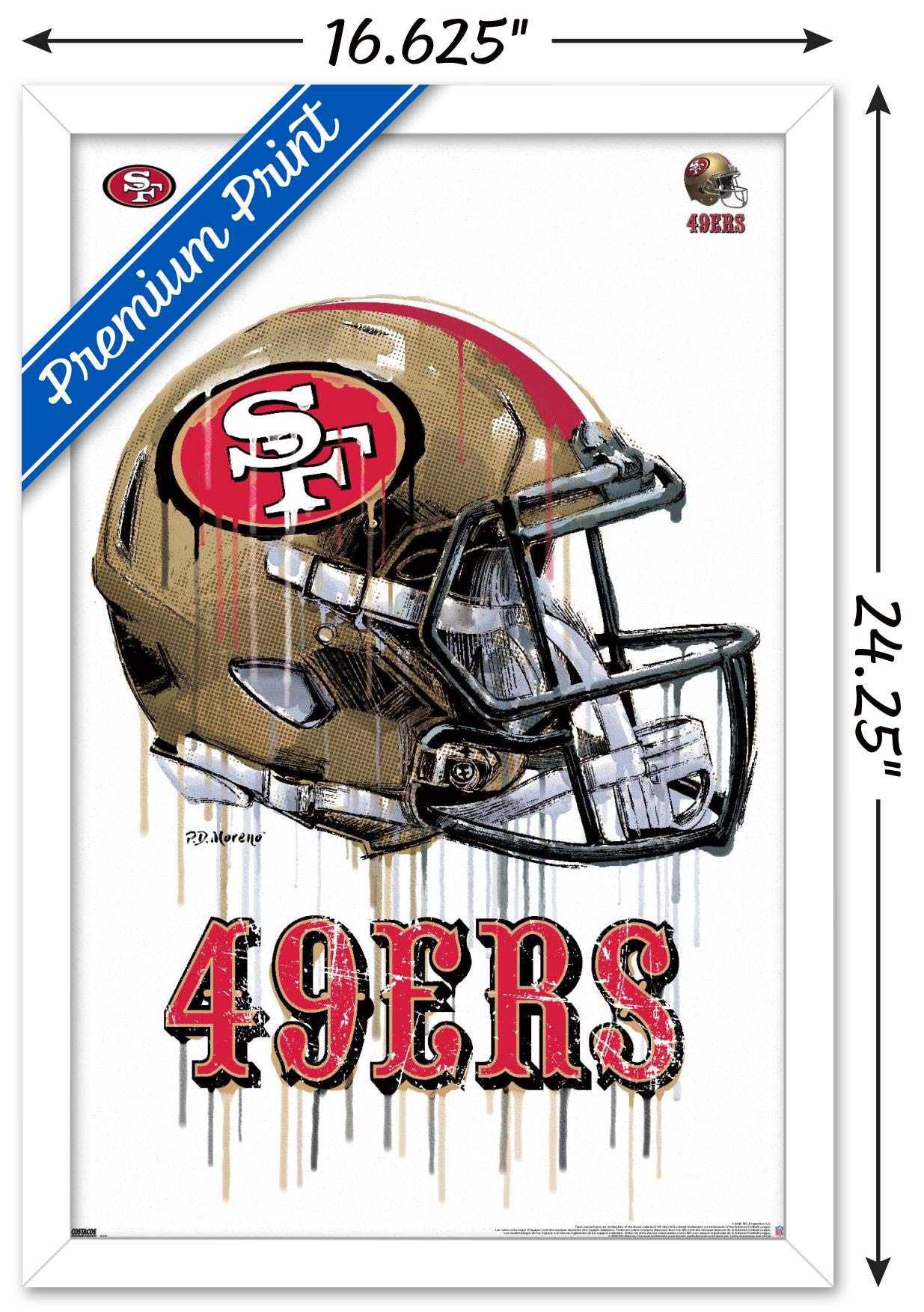Trends International NFL San Francisco 49ers - Drip Helmet 20 Wall Poster  14.725'' x 22.375''  White Framed Version