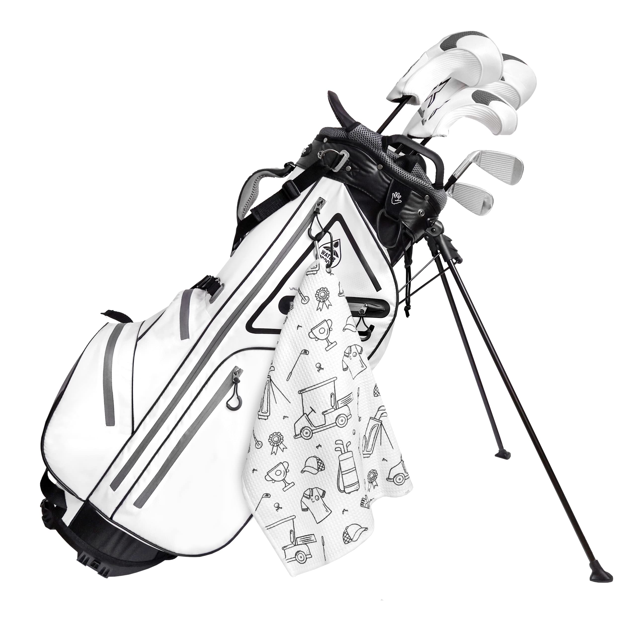 Playing It Forward Golf Doodles Golf Towel with Clip for Women and Men  Microfiber Waffle and Ball Towels  Set of 2