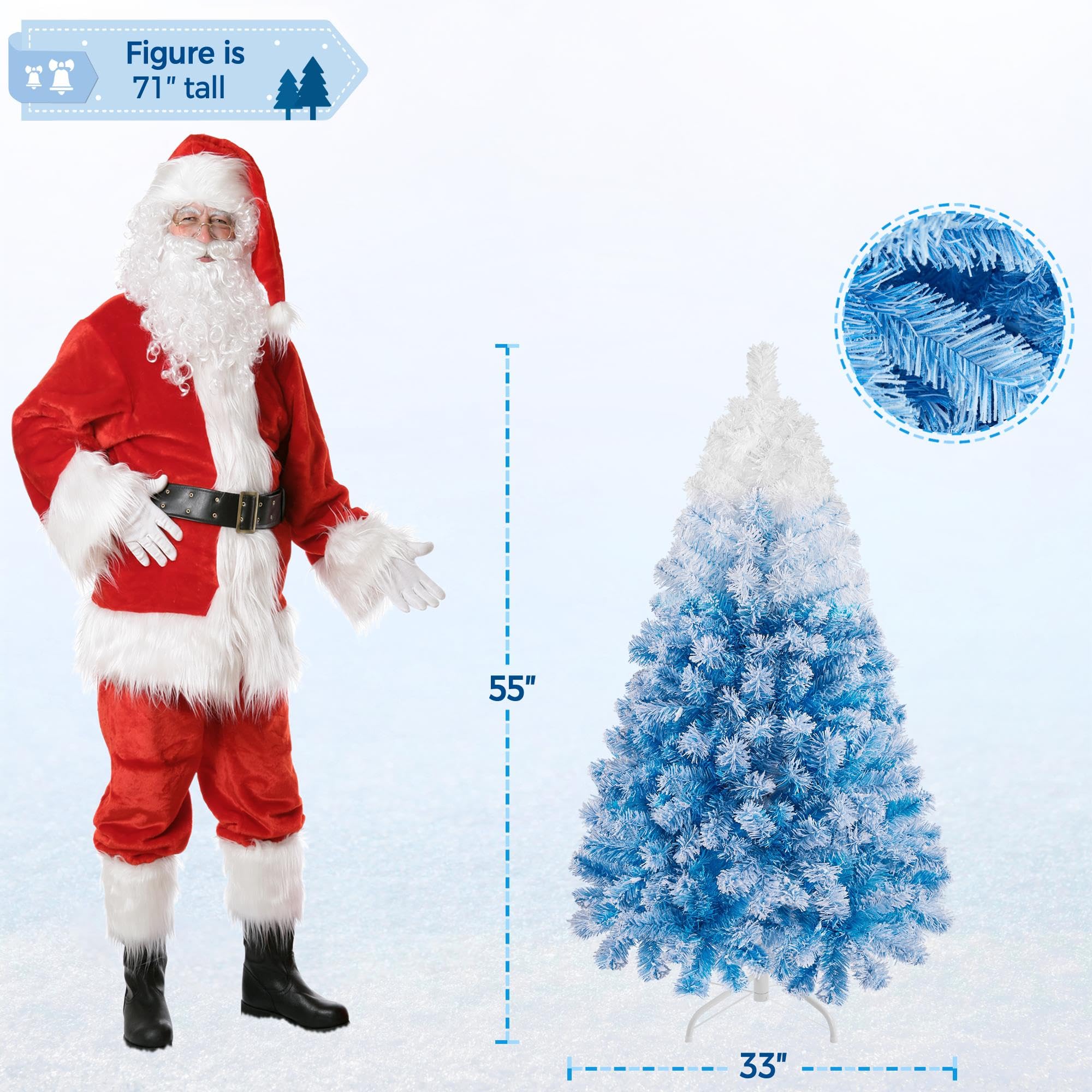 Yaheetech 4.5ft Pre-lit Artificial Christmas Tree W/Incandescent Warm White Lights, Flocked Full Prelighted Xmas Tree with 340 B