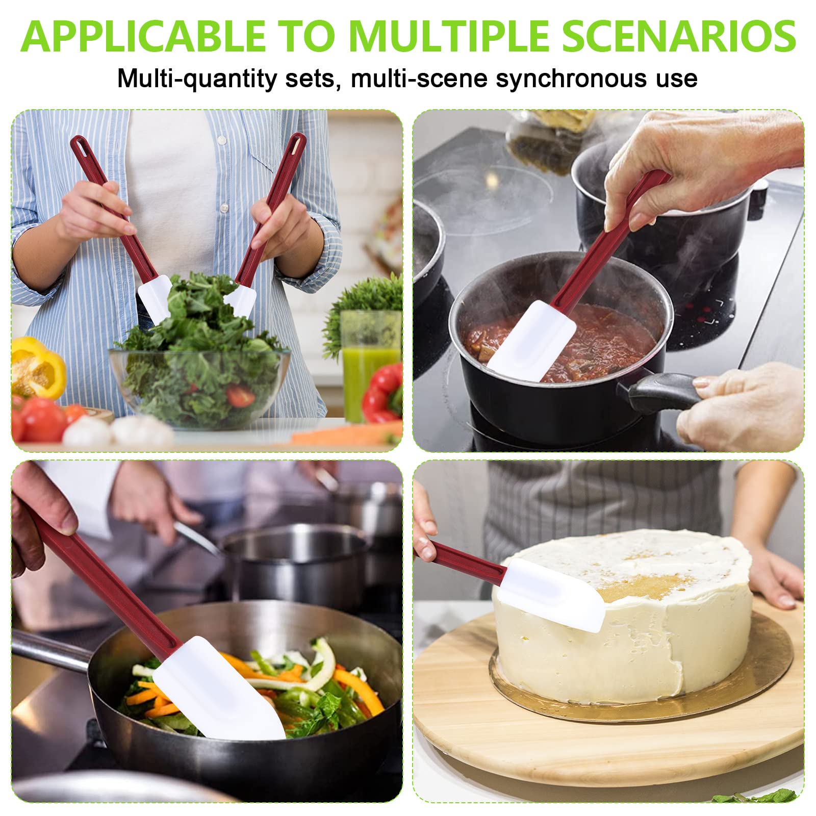 Dandat 9 Pcs Silicone Rubber Spatula, Commercial Spatula 500 Fahrenheit Heat Resistant, Non Stick Heavy Duty Scraper For Kitchen
